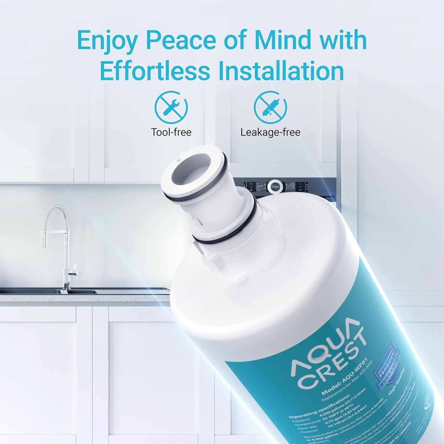AQUA CREST Replacement for Filtrete 3US-AF01 Under Sink Water Filter, 6 Packs
