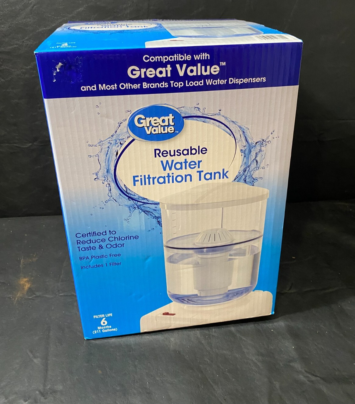 Great Value Reusable Water Filtration Tank 2 Gallon Capacity H2O drinking Filter