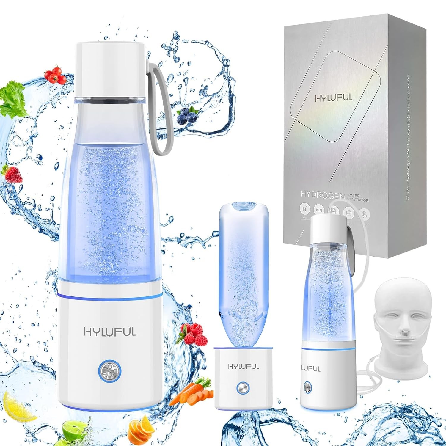 5000PPB Hydrogen Water Bottle, 3 in 1 Generator with SPE/PEM Electrolysis Techno