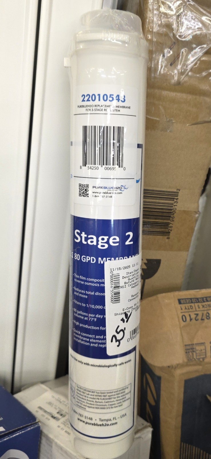 PUREBLUEH20 PURE BLUE H20 WATER FILTER REPLACEMENT for 3 stage system 2 STAGE