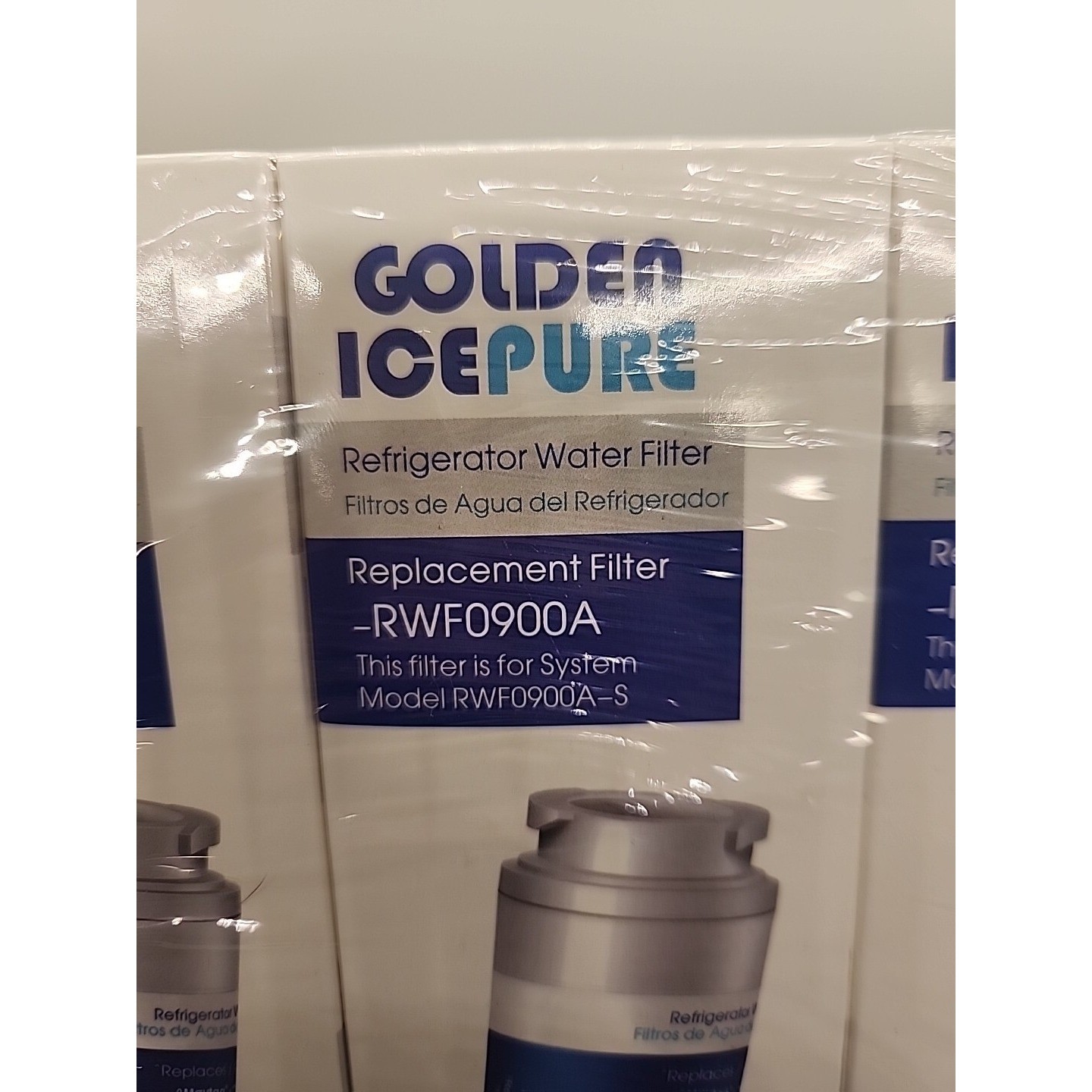 Golden Ice Pure RWF0900A White Blue Replacement Refrigerator Water Filter 3 Pack