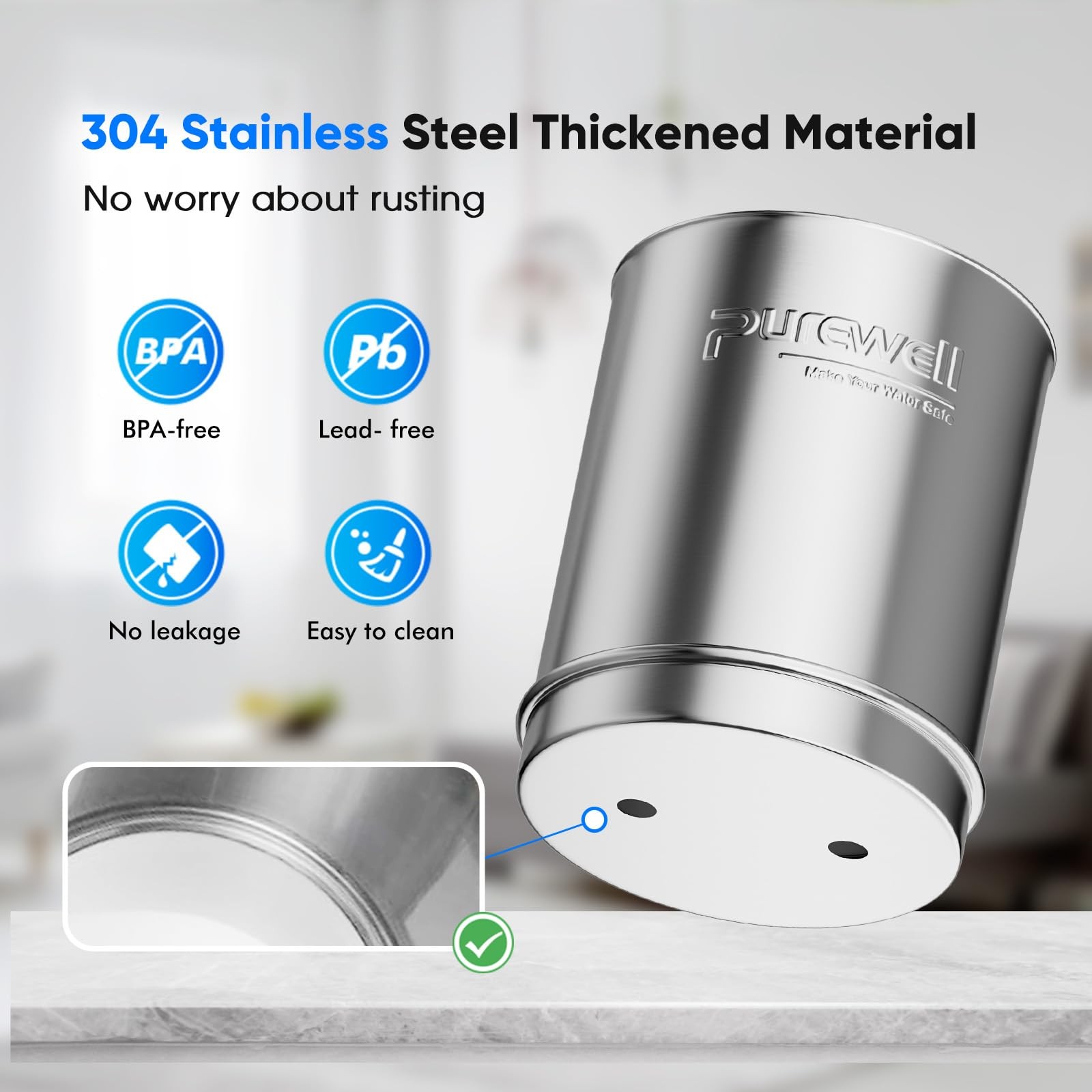 3-Stage 0.01μm Ultra-Filtration Gravity Water Filter System 2.25G 304