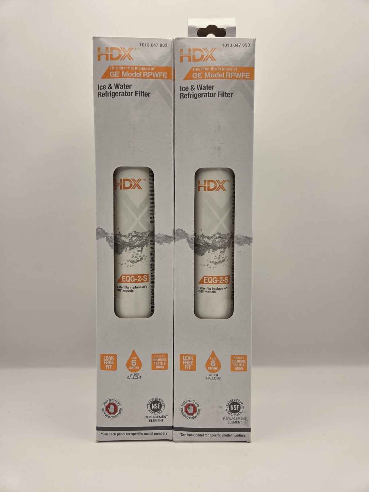 (2) HDX EQG-2-S Refrigerator Water Filter for GE Model RPWFE
