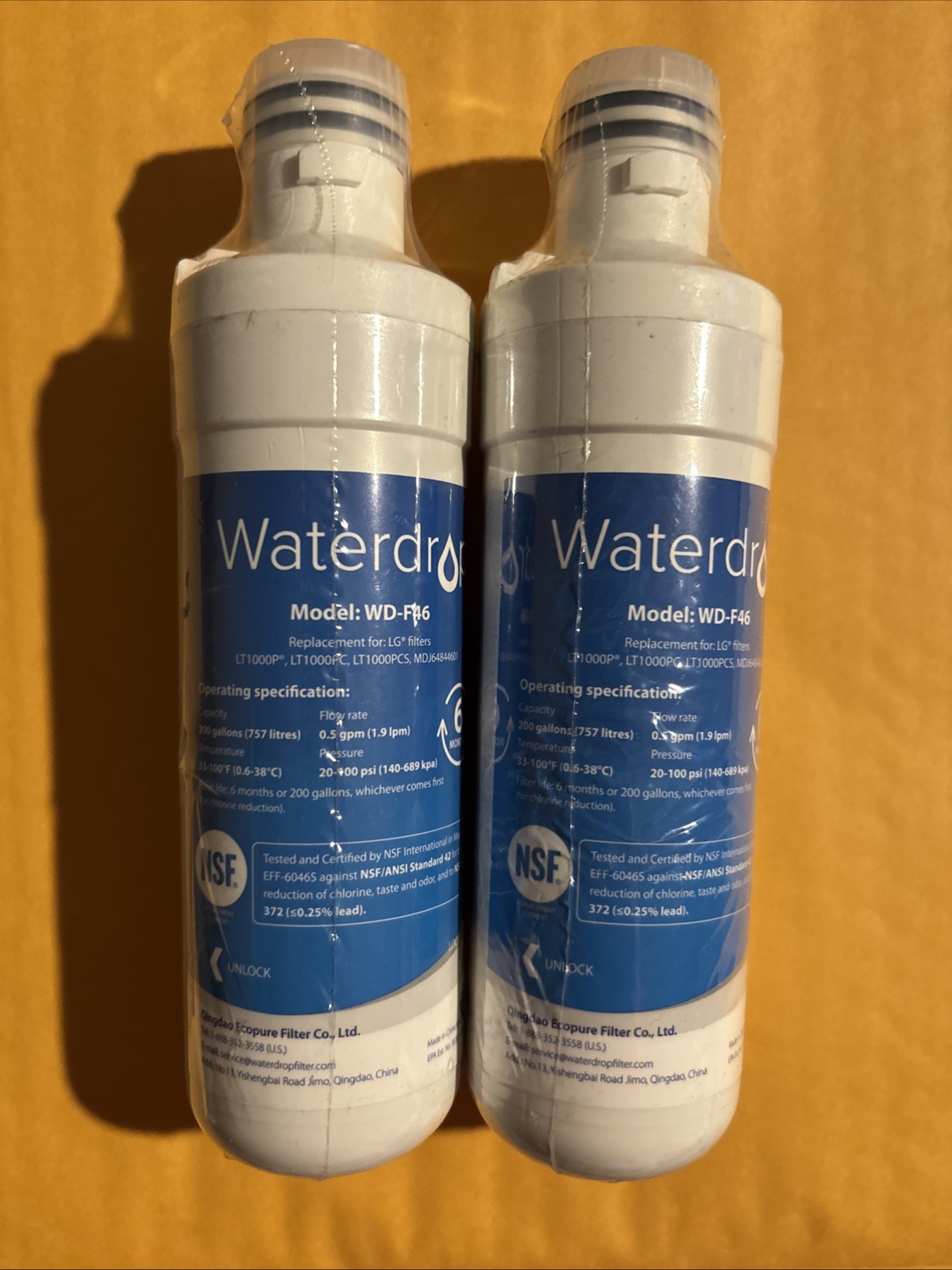 Quantity of 2: Waterdrop WD-F46 (Replacement for LT1000P) SEALED