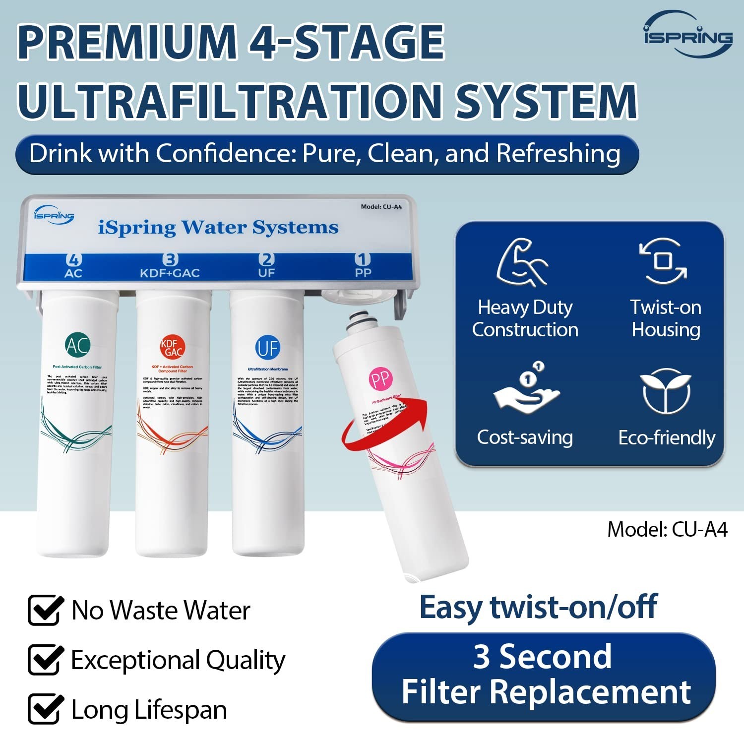 4-Stage Ultrafiltration Under Sink Water Filter System
