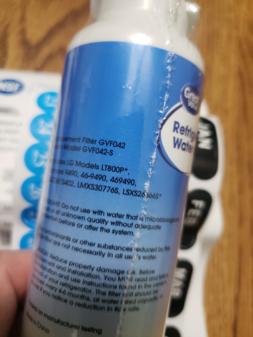 Great Value Refrigerator Filter Model No. GVF042 New In Box 6 months 200 Gallons