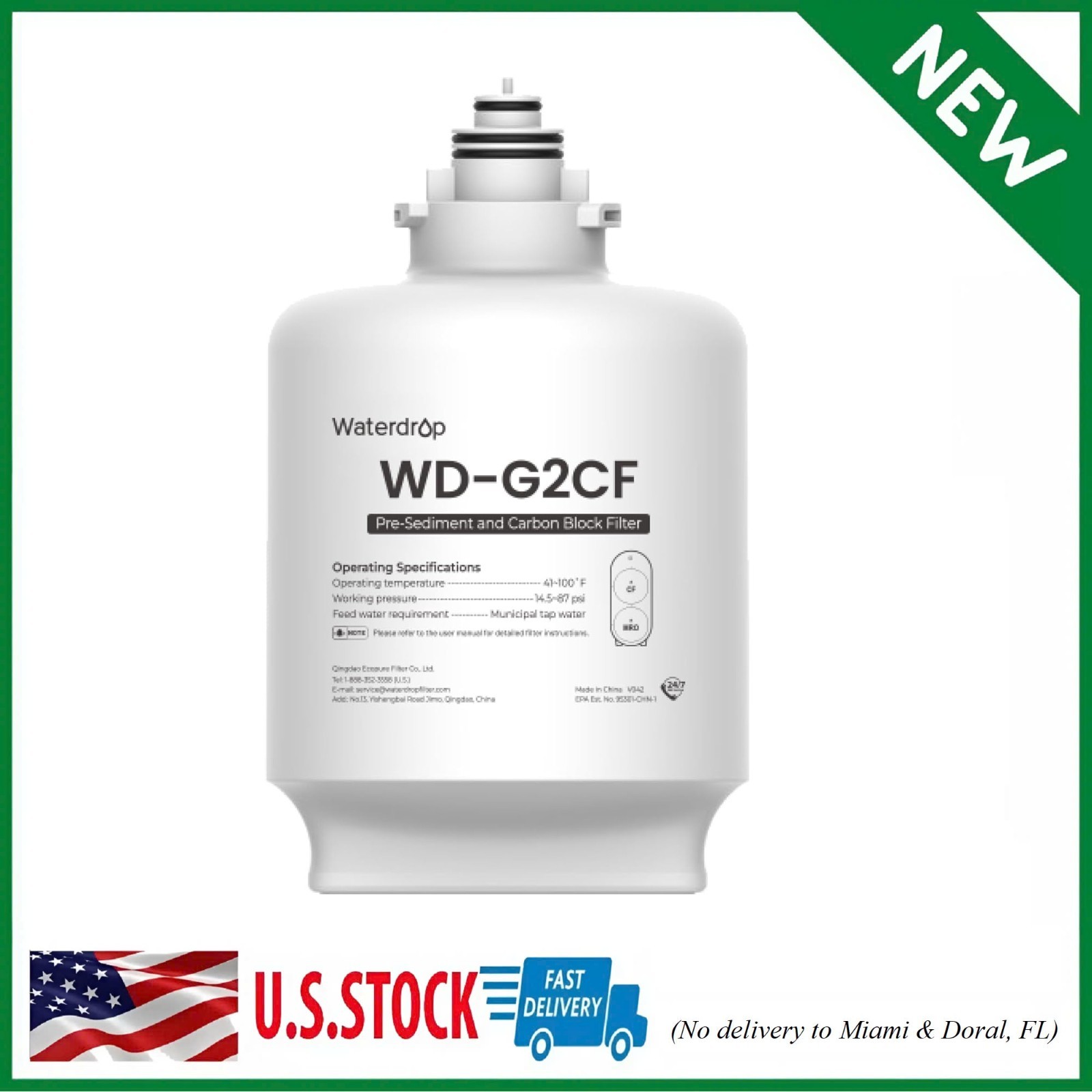 WD-G2CF Filter, Replacement for WD-G2-W, WD-G2-B, WD-G2P600-W Rever