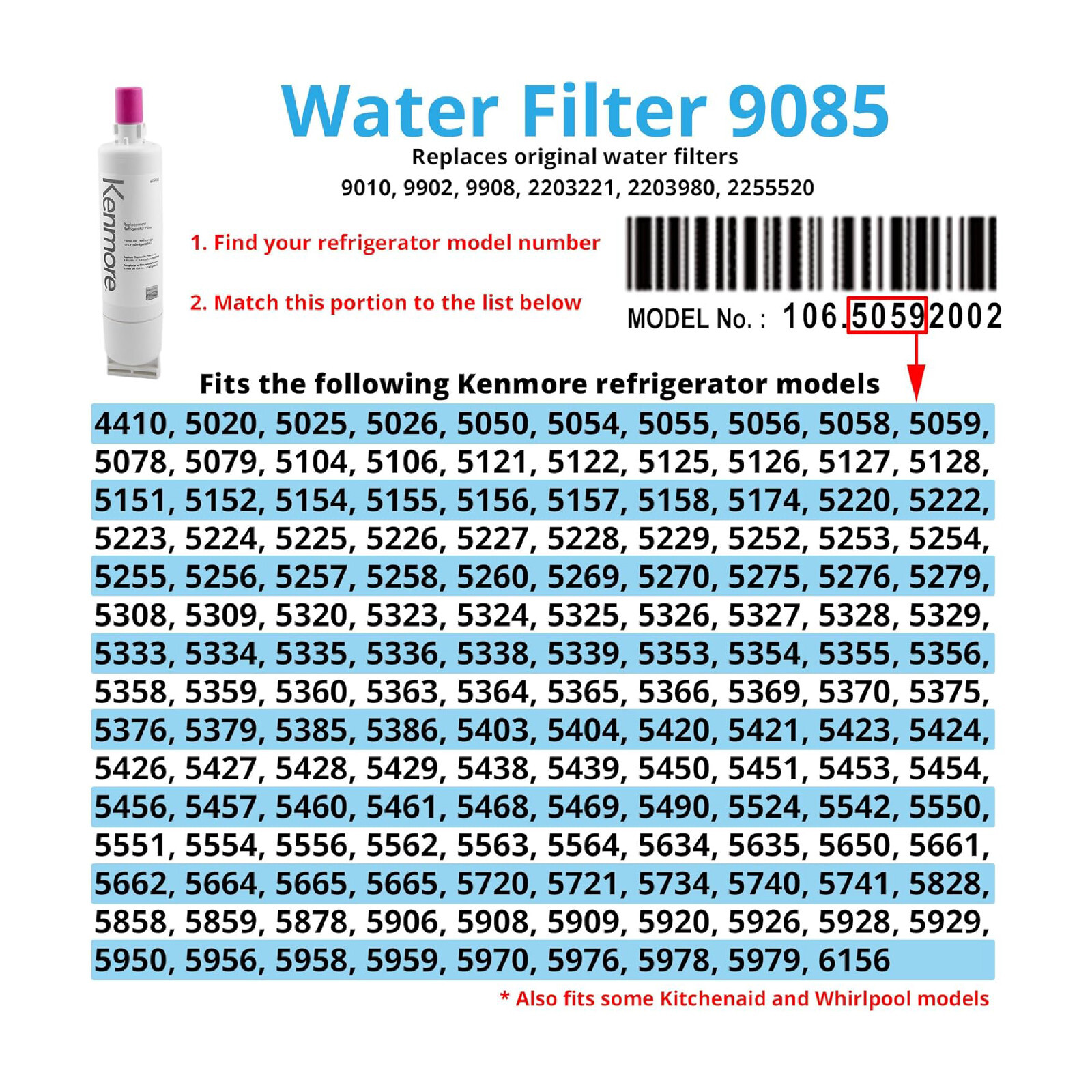 Kenmore CECOMINOD046967 469085 Replacement Refrigerator Water Filter – 9085