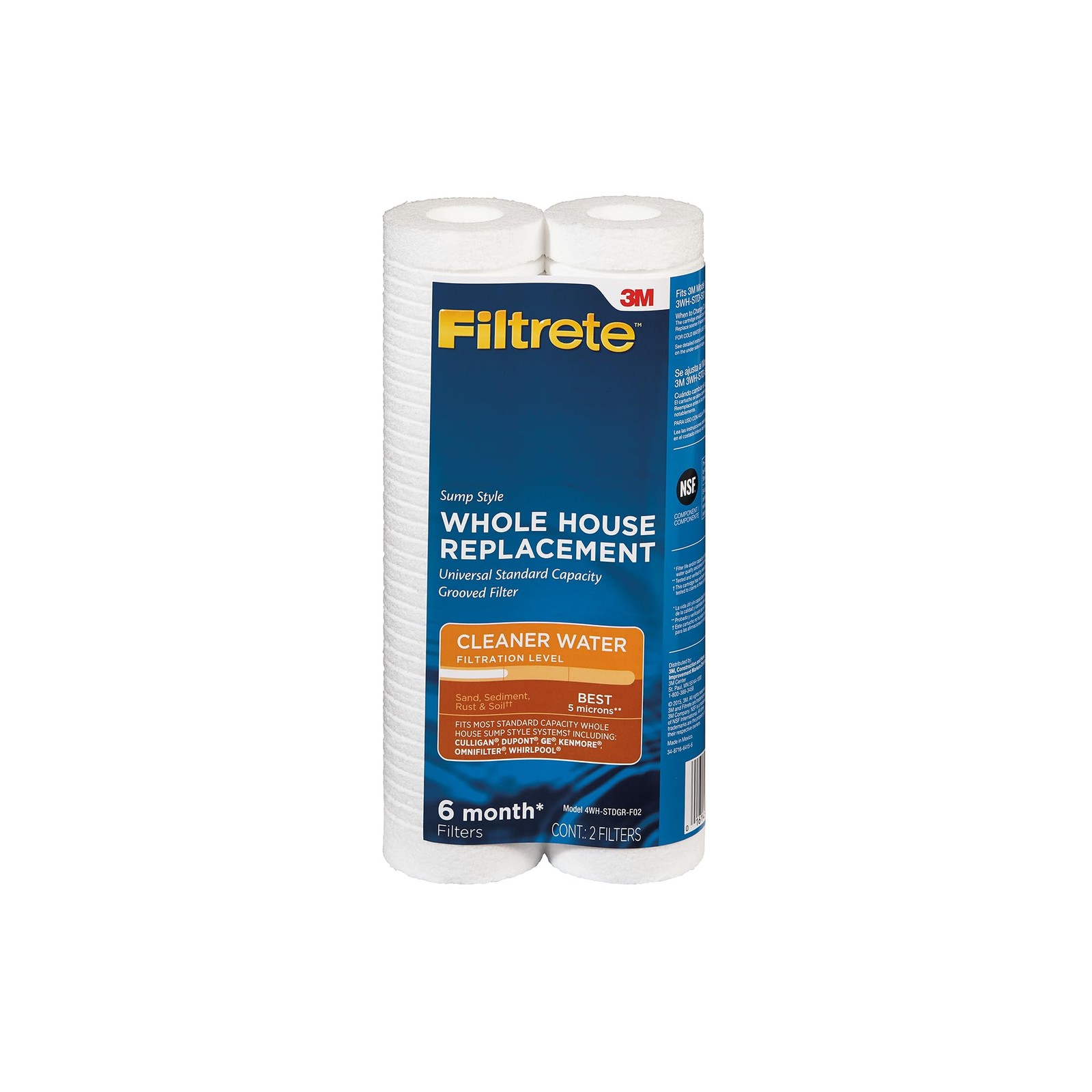 Filtrete Standard Capacity Whole House Grooved 2 Count (Pack of 1), White