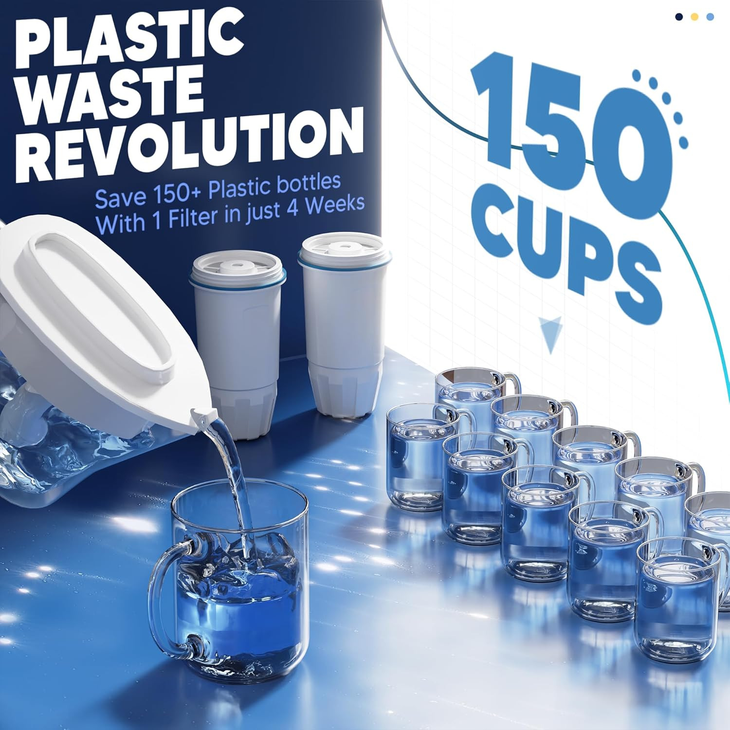Upgraded Water Filter Replacement Fit for Zero Pitcher and Dispenser ZR-001 ZR-0