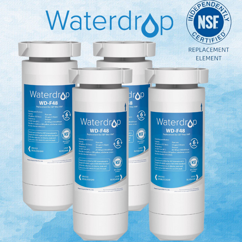Waterdrop XWF Refrigerator Water Filter, Replacement for GE® XWF, 4 packs