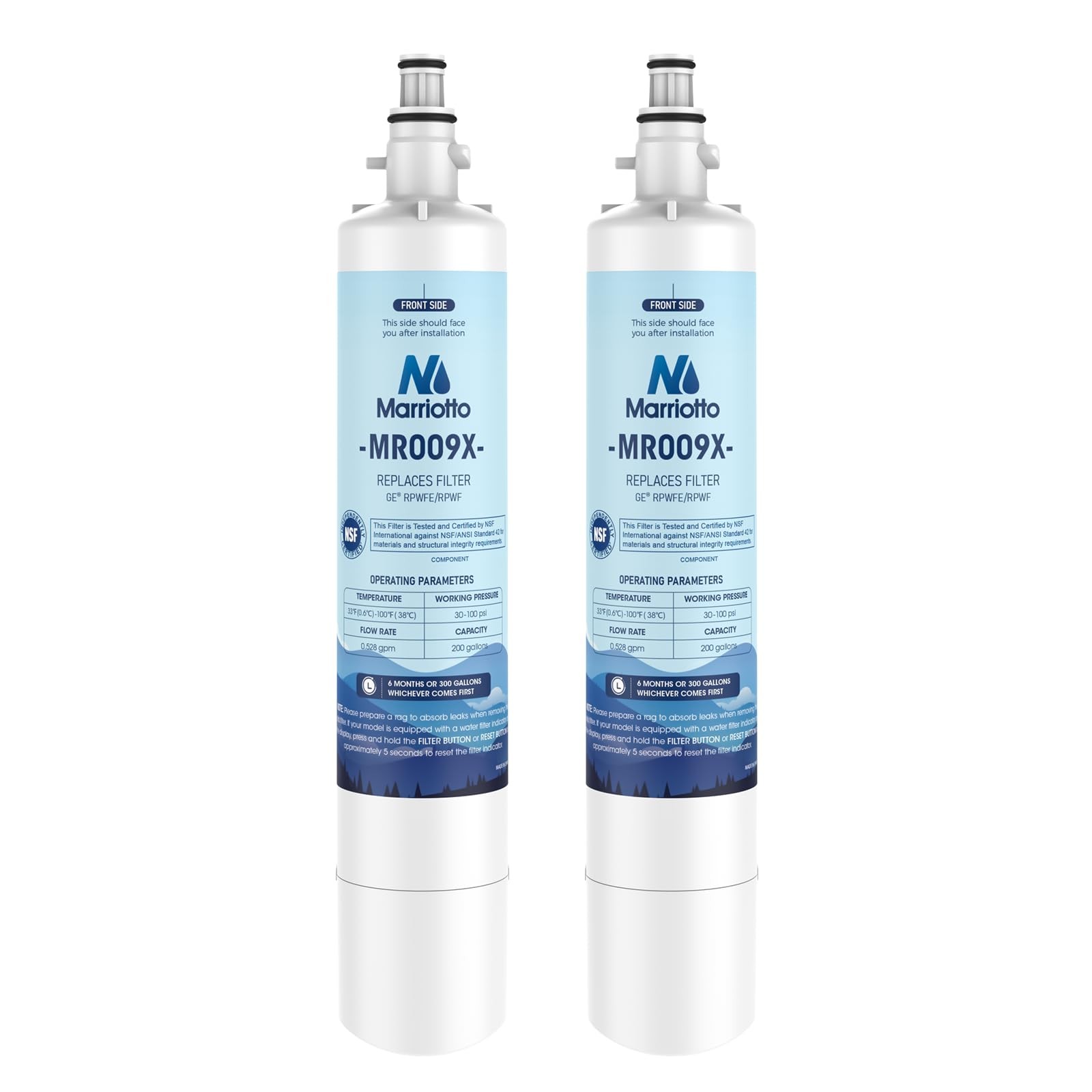 MARRIOTTO Replacement for GE RPWFE RPWF Water Filter 2 Count New White