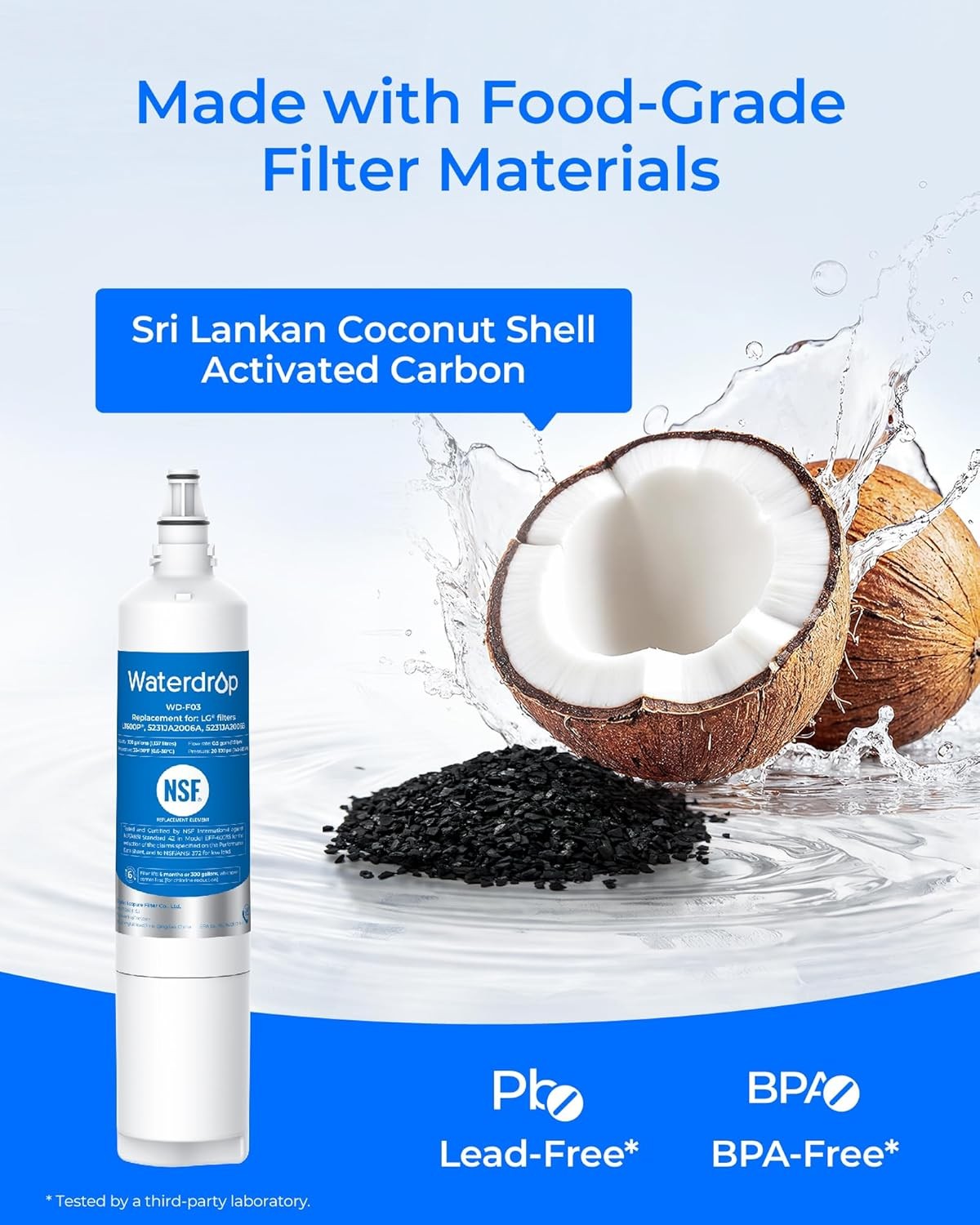 Waterdrop Water Filter Replacement for LG® LT600P®, KENMORE® 9990, 1-6 PACK