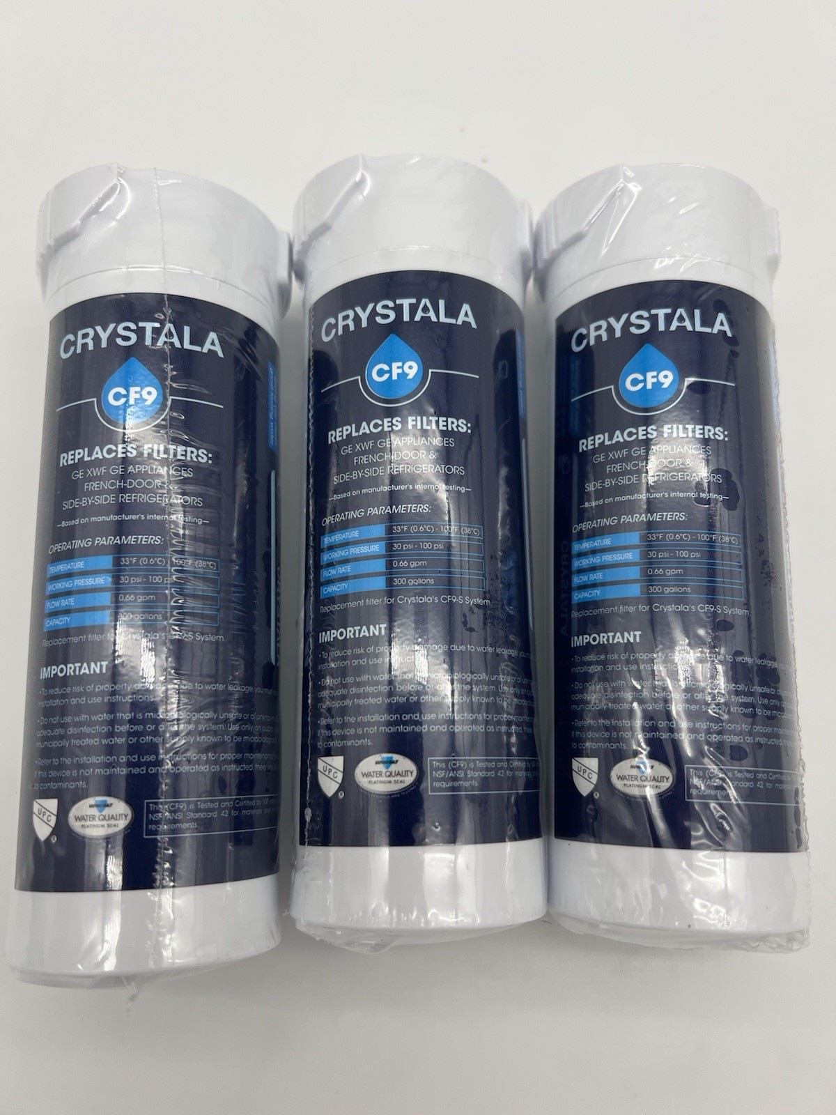 💧 Crystala CF9 Water Filter for GE XWF Appliances French Door Side by Side NIB