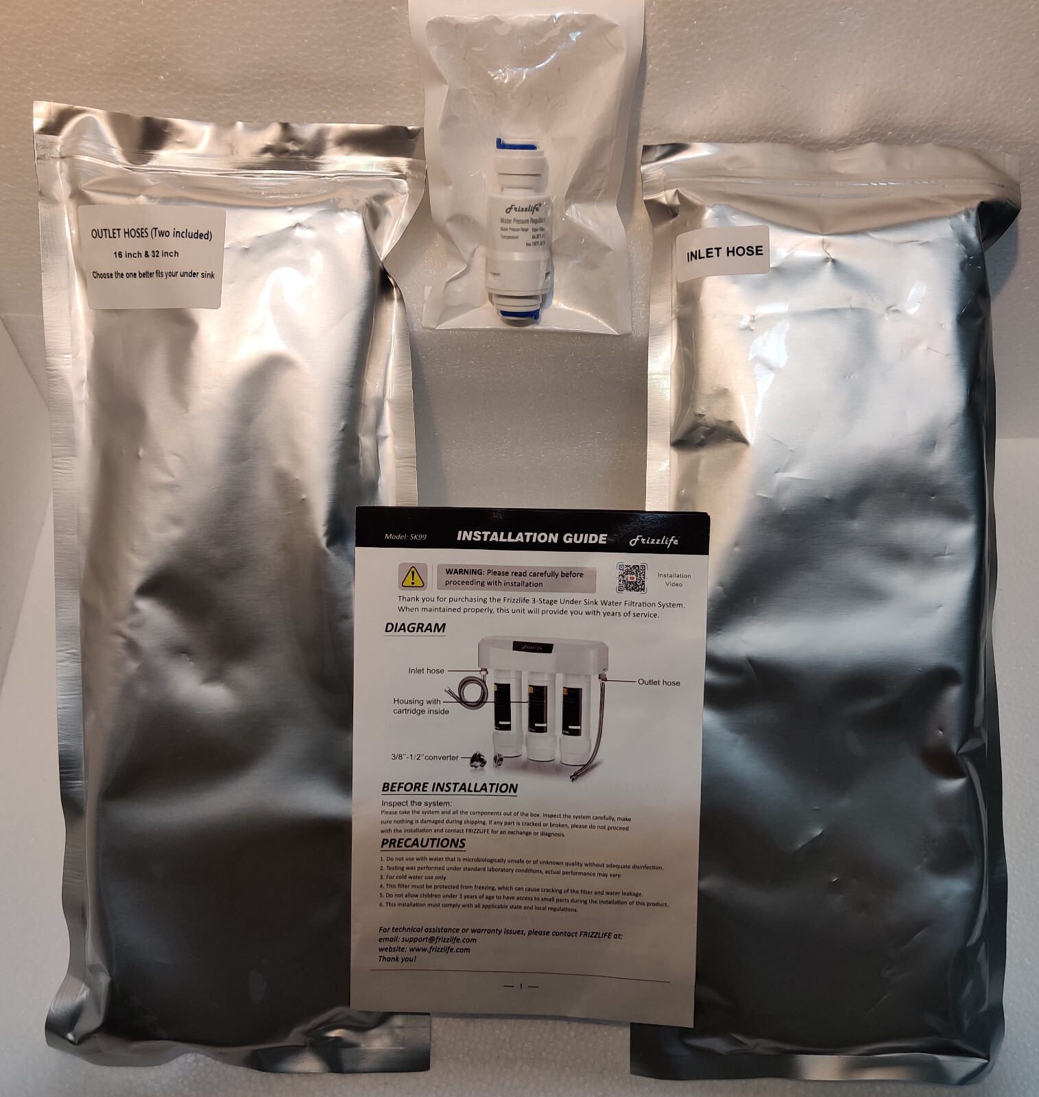 Frizzlife Under Sink Water Filter System SK99, 3-Stage 0.5 Micron High Precision
