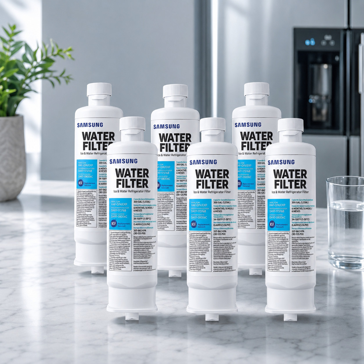 6 PACK Samsung DA97-17376B HAF-QIN/EXP REFRIGERATOR Water Filter US free ship