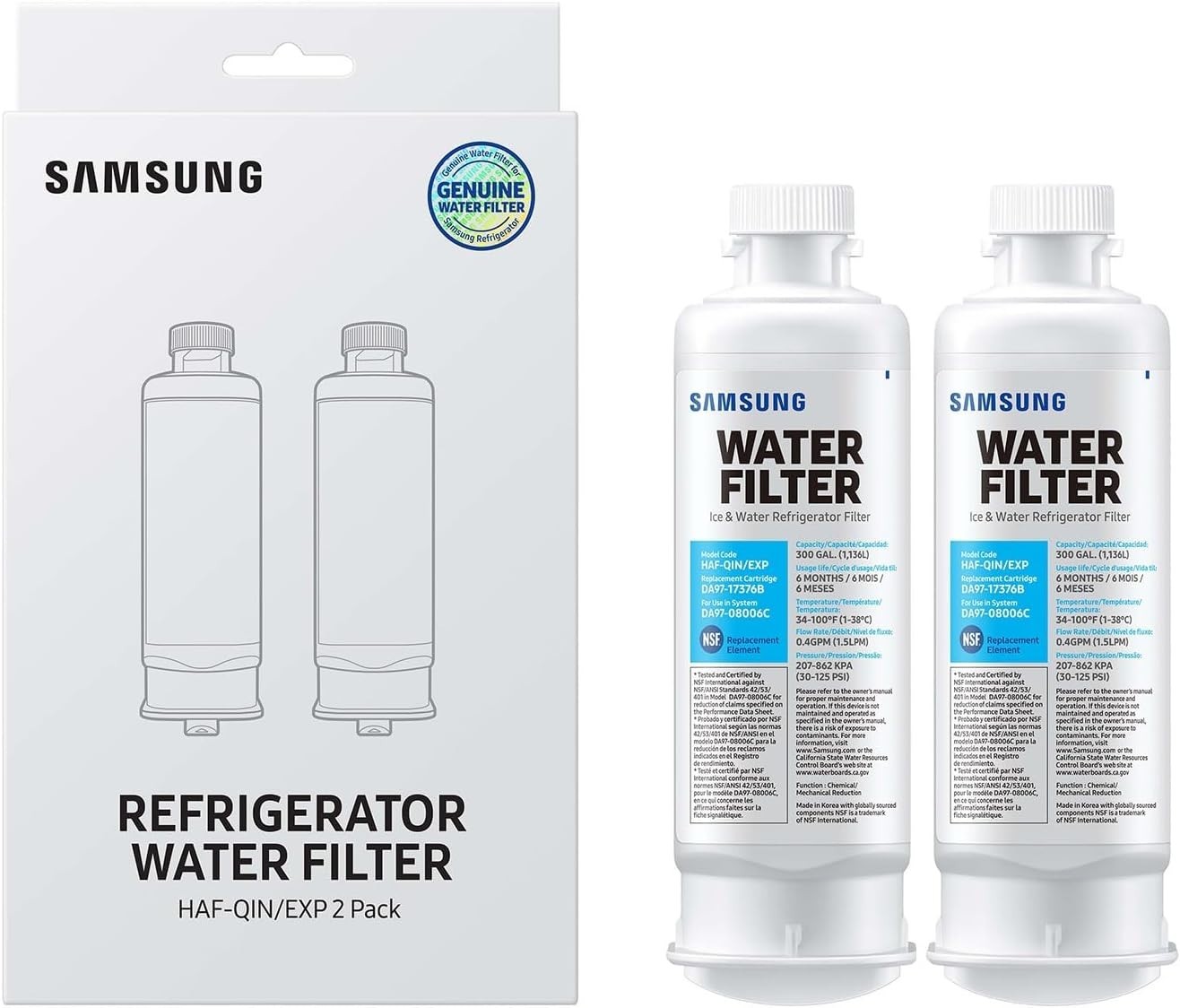 Samsung Genuine Refrigerator Water Filter HAF-QIN/EXP 2 Pack DA97-17376B Sealed