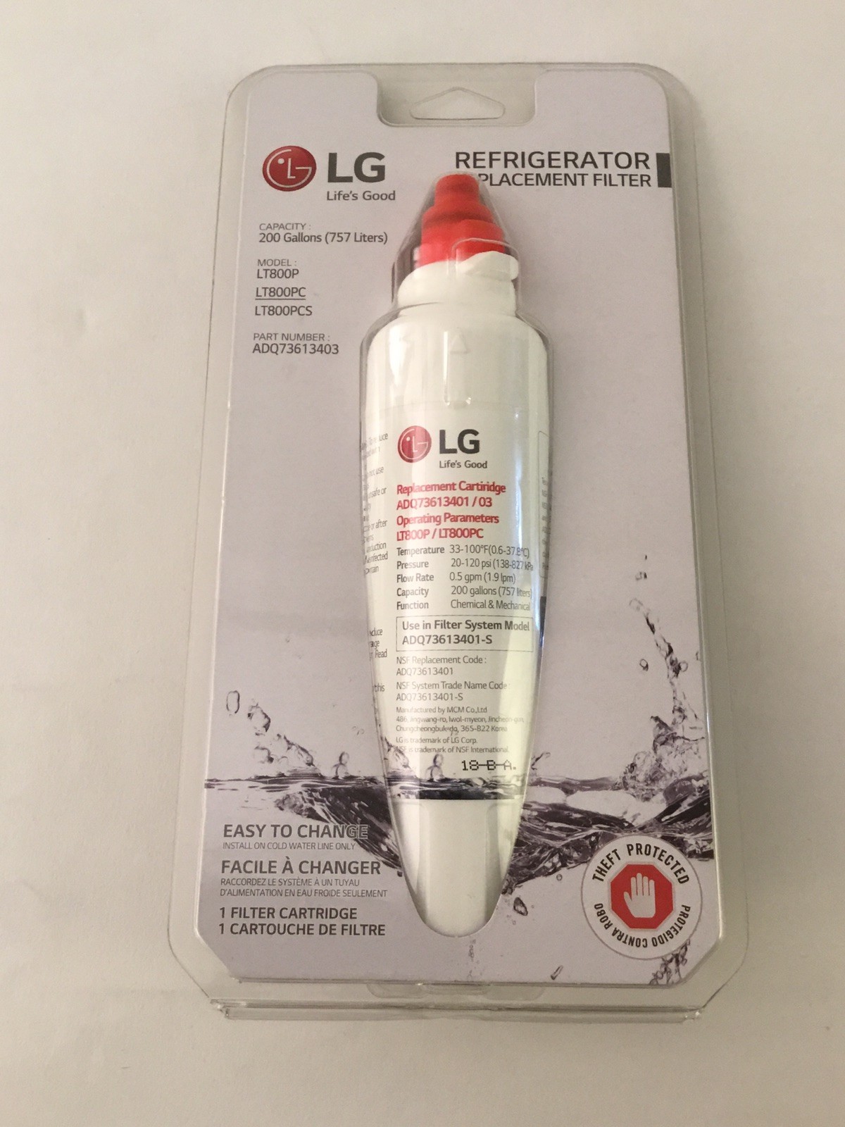 LG Refrigerator Replacement Filter Model LT800P / LT800PC / LT800PCS 200 Gal