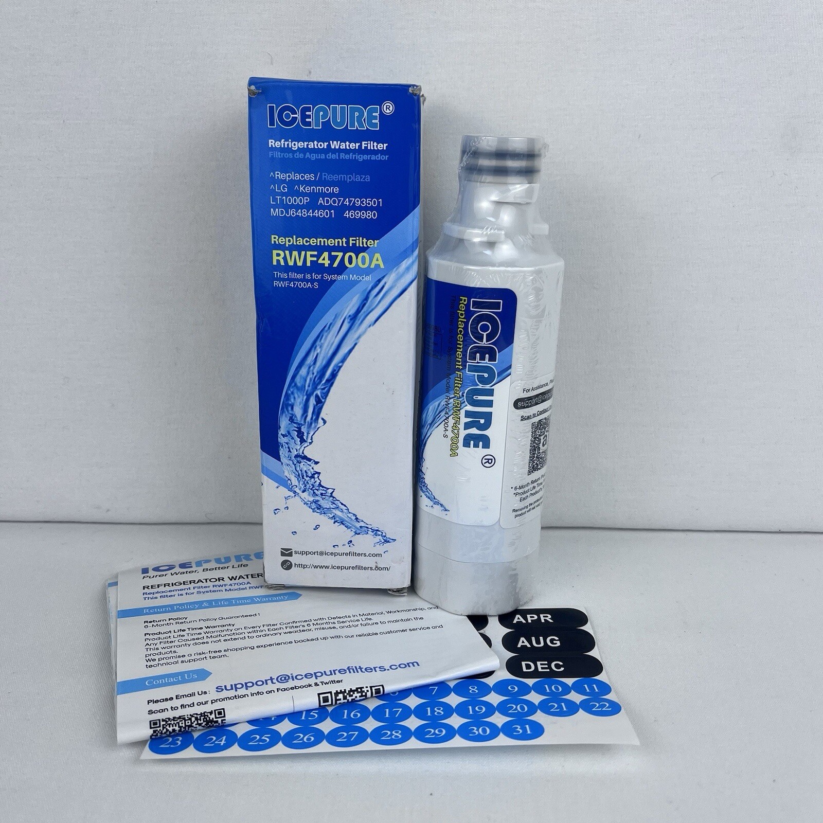 Ice Pure Refrigerator Water Filter Replacement Filter #RWF4700A New In Open Box