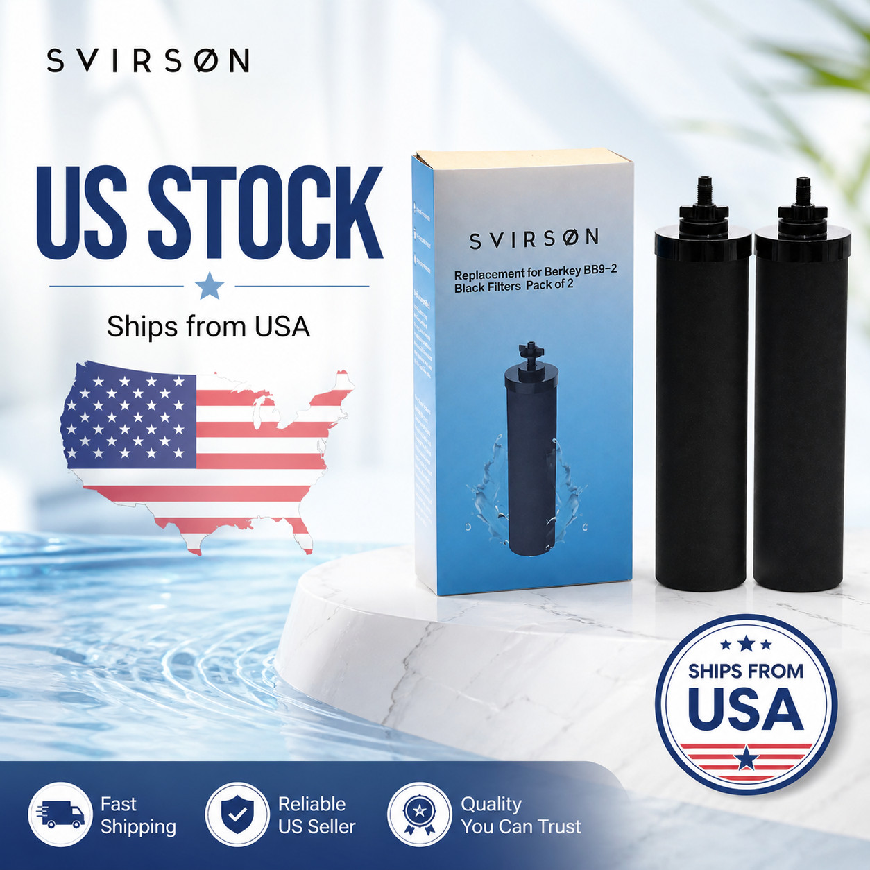 2 Pack BB9-2 Black Water Filter Replacement for Berkey Gravity System