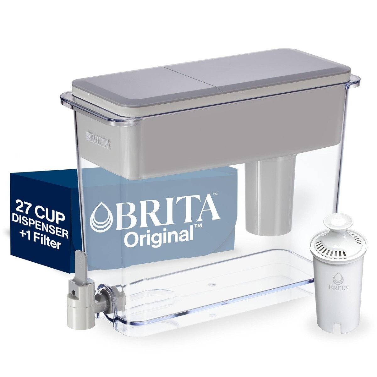 Brita UltraMax 27 Cup Large Water Filter Dispenser Fridge Purifier White/Gray