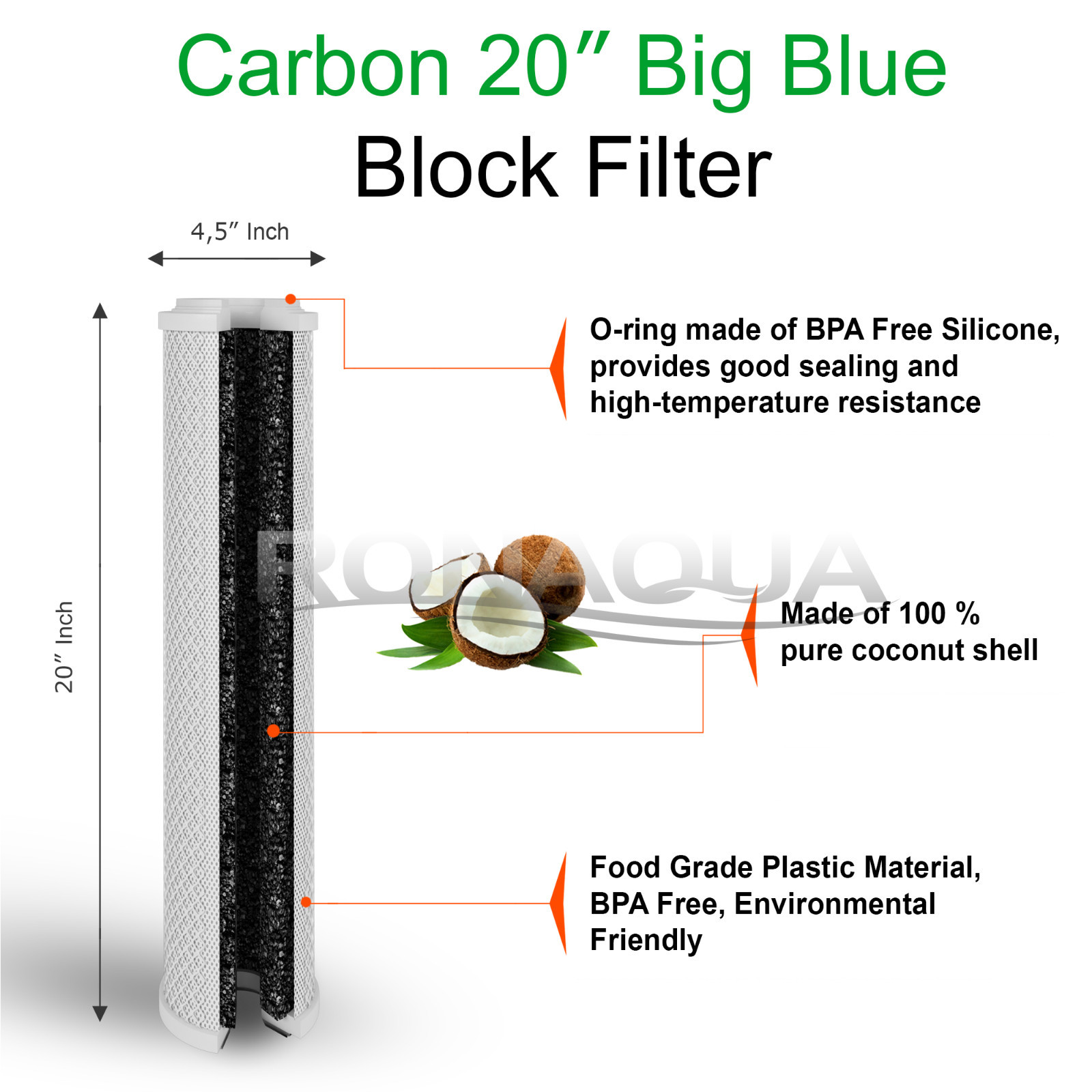 Big Blue 4 CTO Carbon Block & 4 Sediment Water Filters 4.5″ x 20″ Cartridges Set