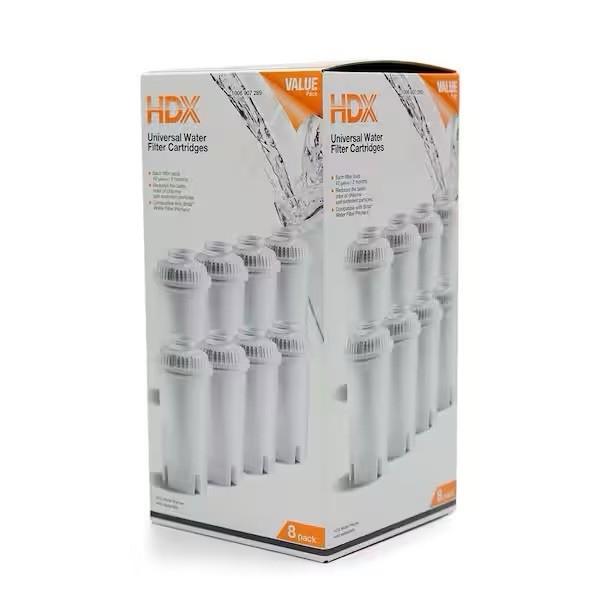 HDX Water Pitcher Replacement Water Filter Cartridges, BPA Free (8-Pack),