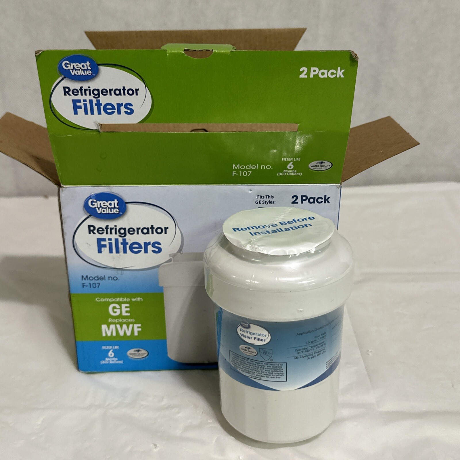 1x Great Value GE-MFW Refrigerator Replacement Filters Kenmore 469991 469996