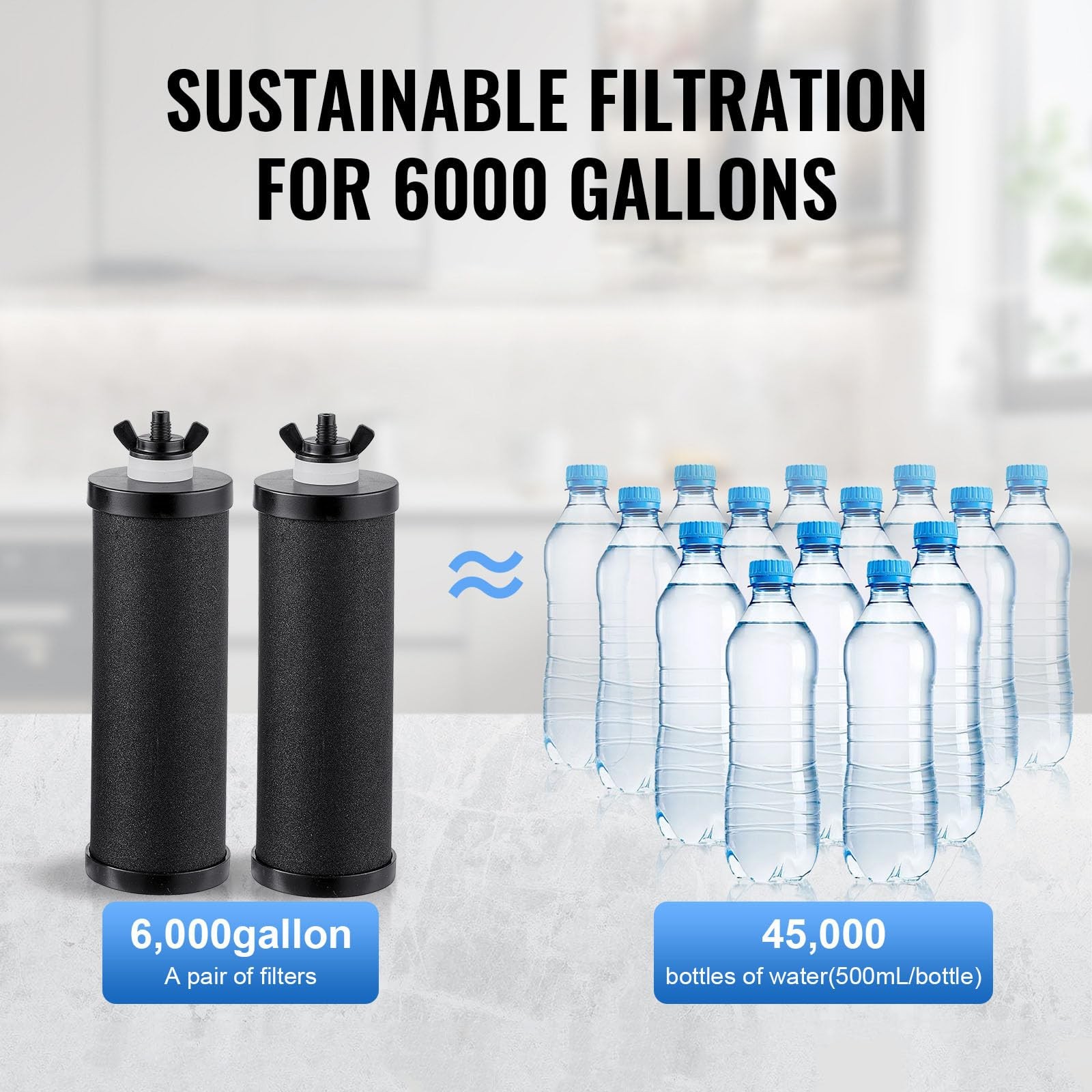 Gravity Water Filter System 2.25 Gallon Stainless Steel Countertop Filtration 2