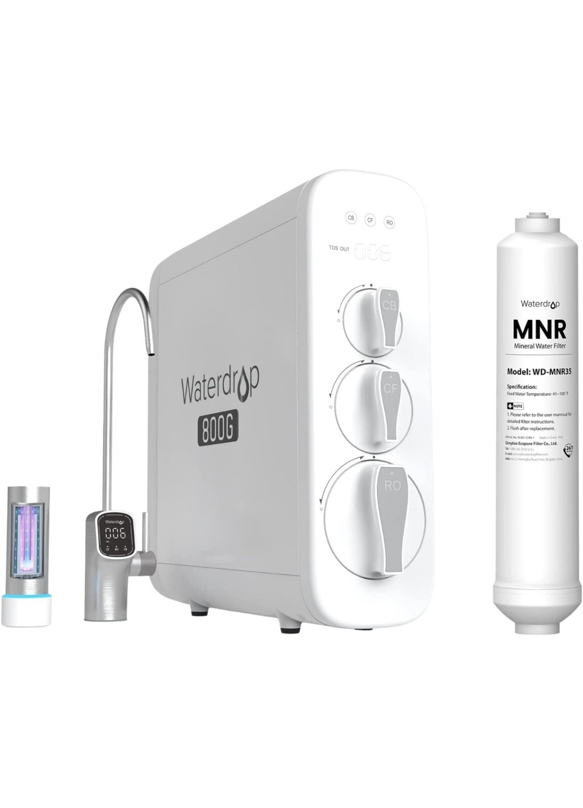 Waterdrop G3P800,800GPD Tankless RO System with UV Sterilizing Light