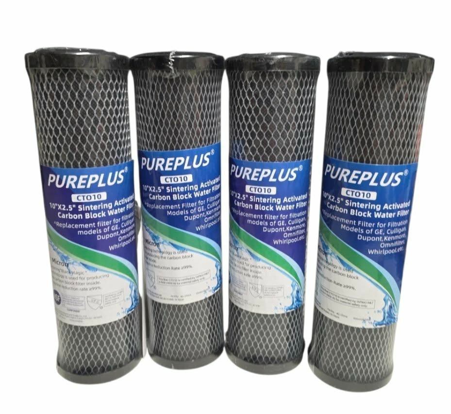 PUREPLUS CTO 10 10″ X 2.5″ Sintering Activated Carbon Block Water Filters (4)