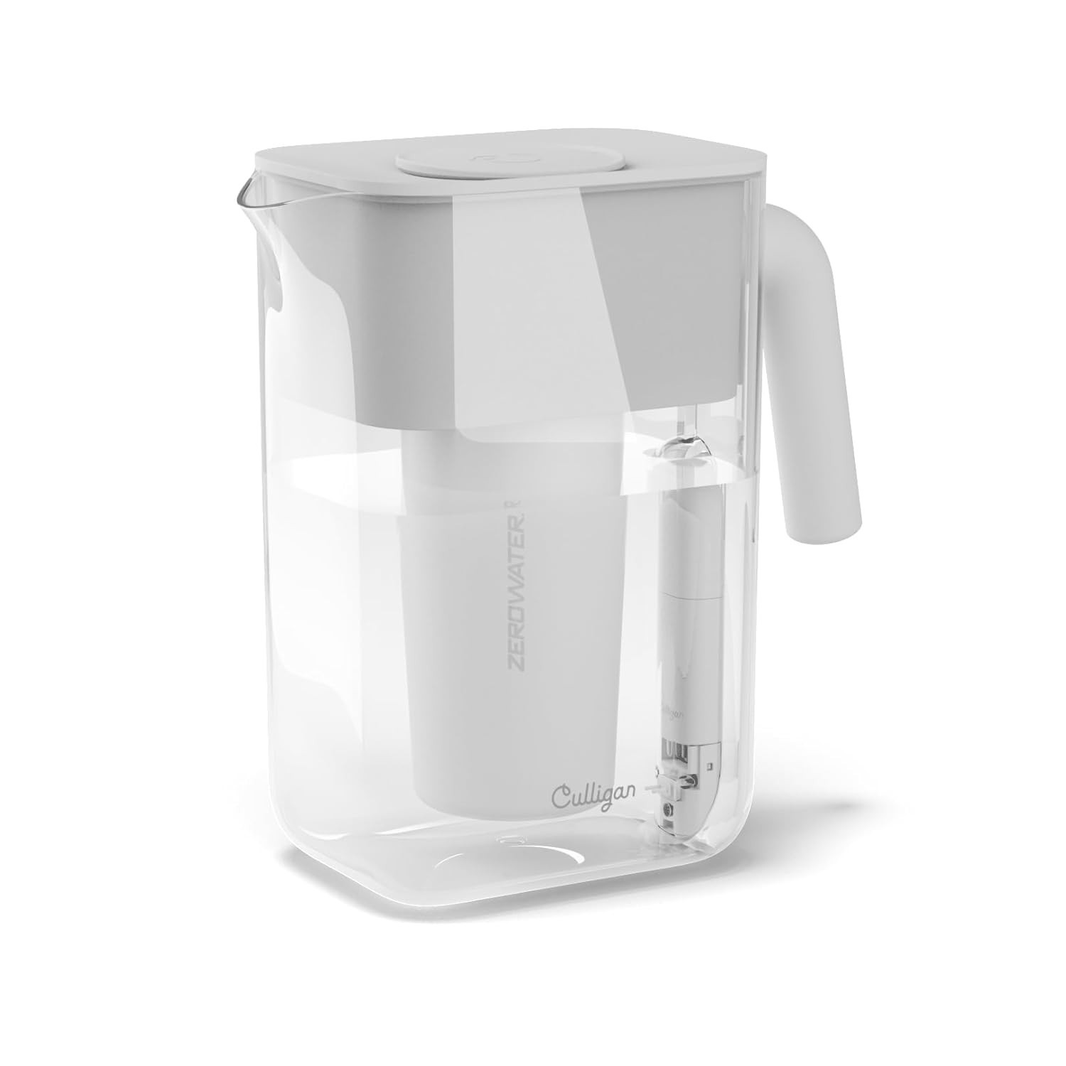 12-Cup Advanced Water Filter Pitcher with Built-In TDS Meter & Ergonomic Handle