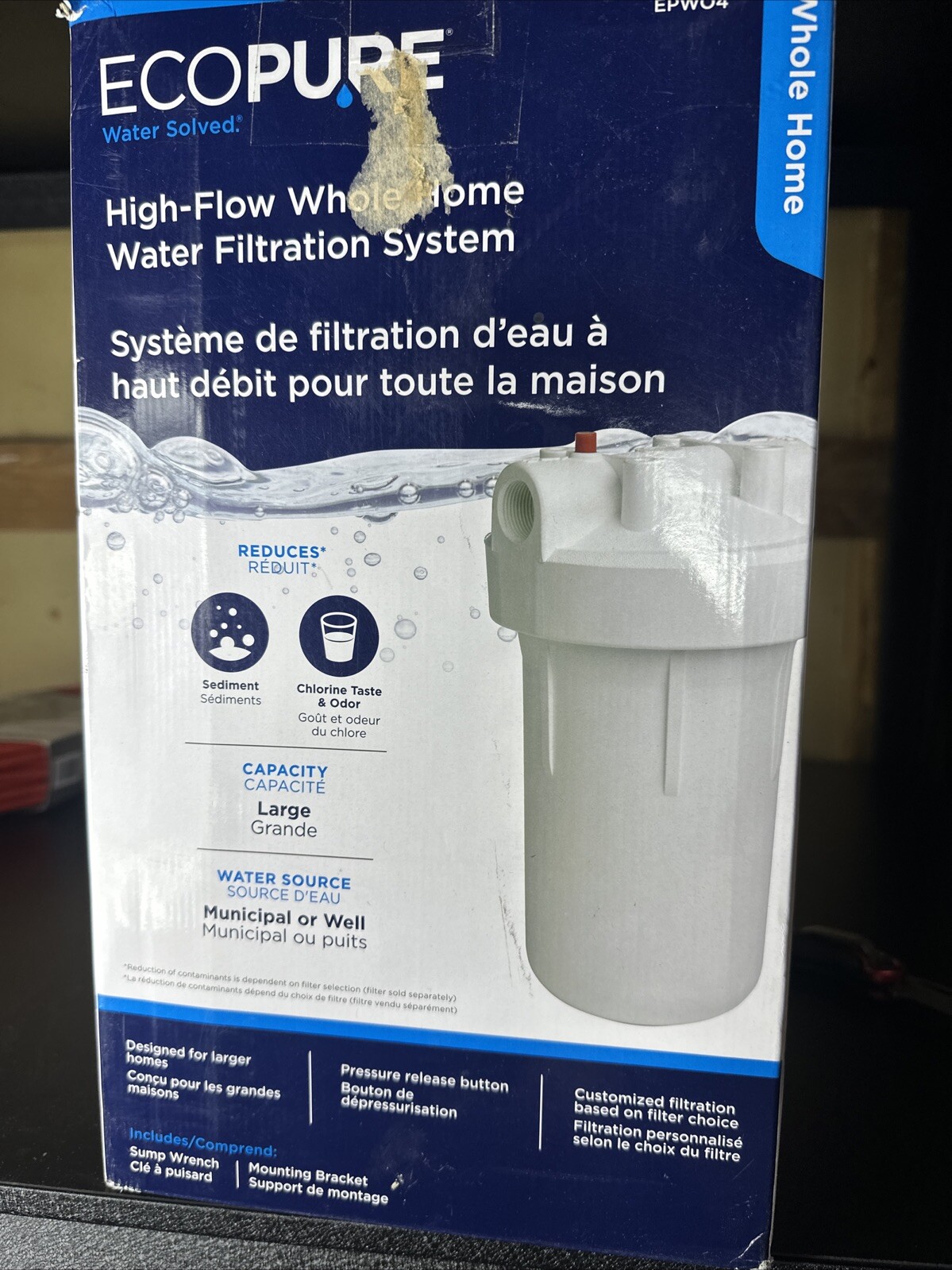 EcoPure High-Flow Whole Home Water Filter System with Pressure Release Button