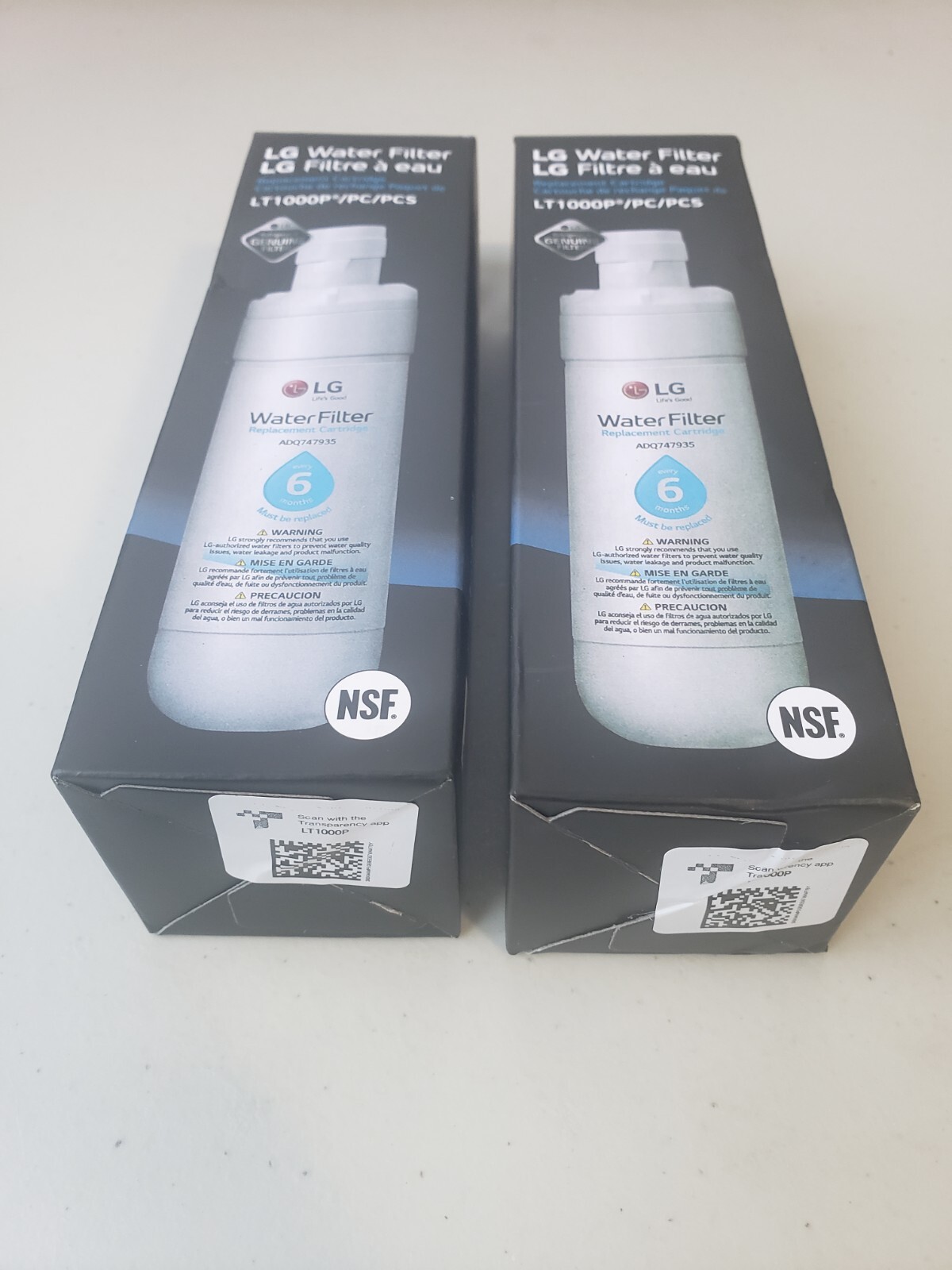 Genuine LG LT1000P2 2 Pack Refrigerator Replacement Cartridge Water Filter, New