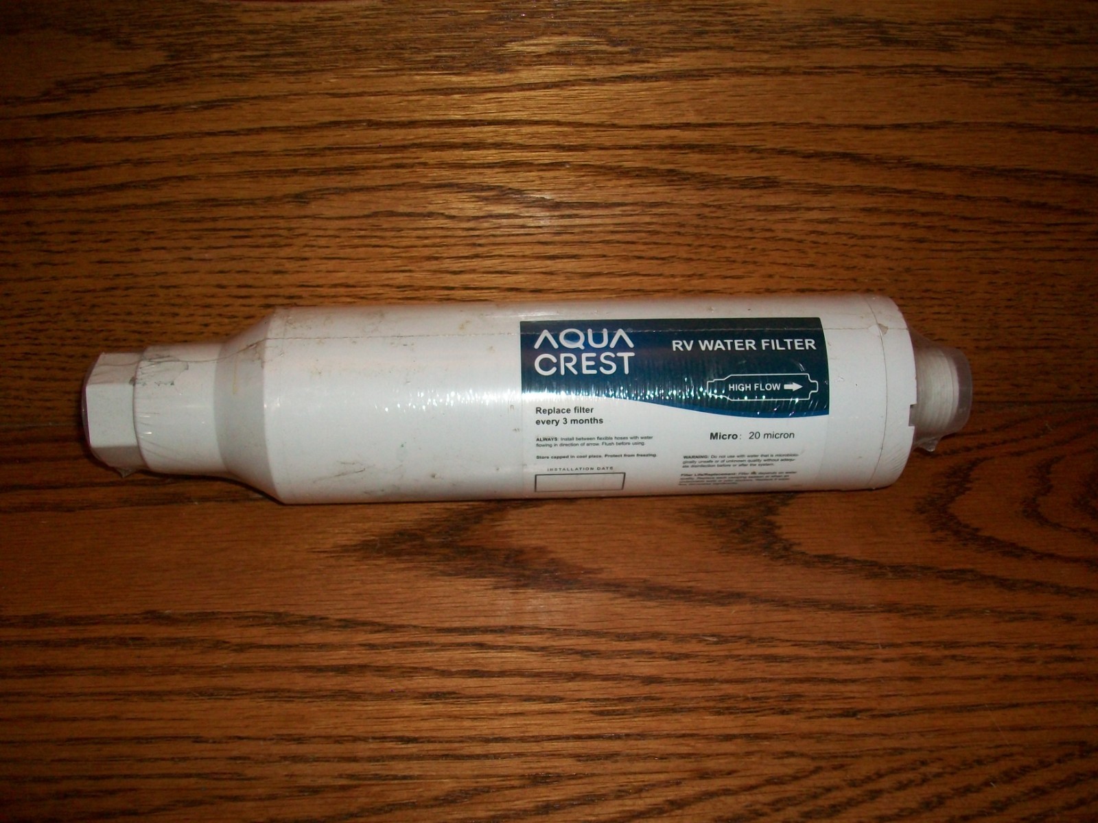 Aqua Crest RV Water Filter 20 micron High Flow Replace Every 3 Months SEALED!