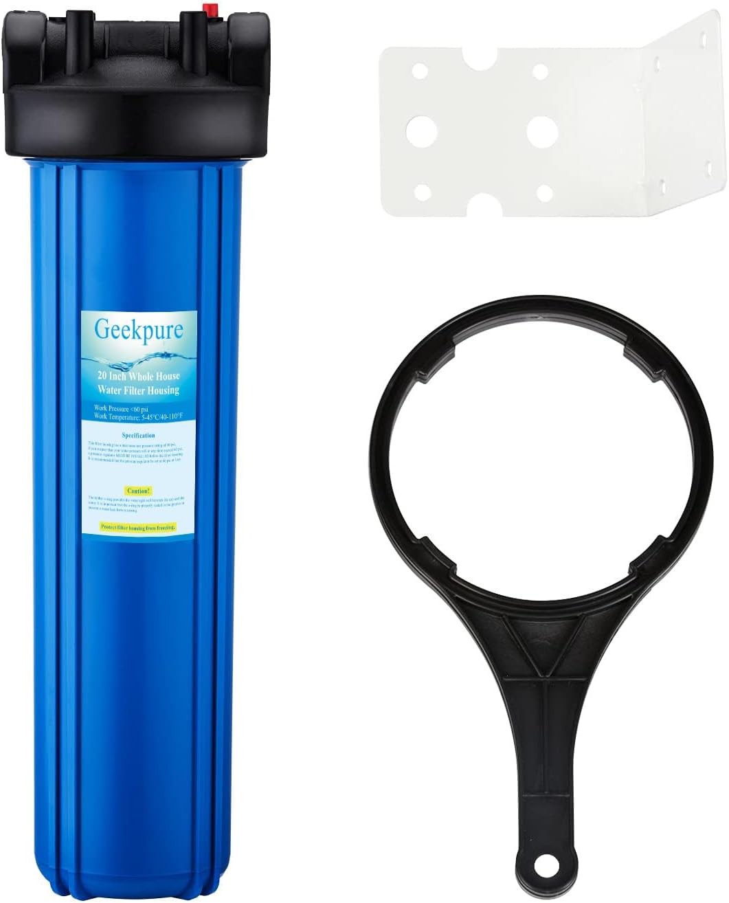 Geekpure 20in Whole House Water Filter Housing 3/4in Port for 4.5x20in Filters