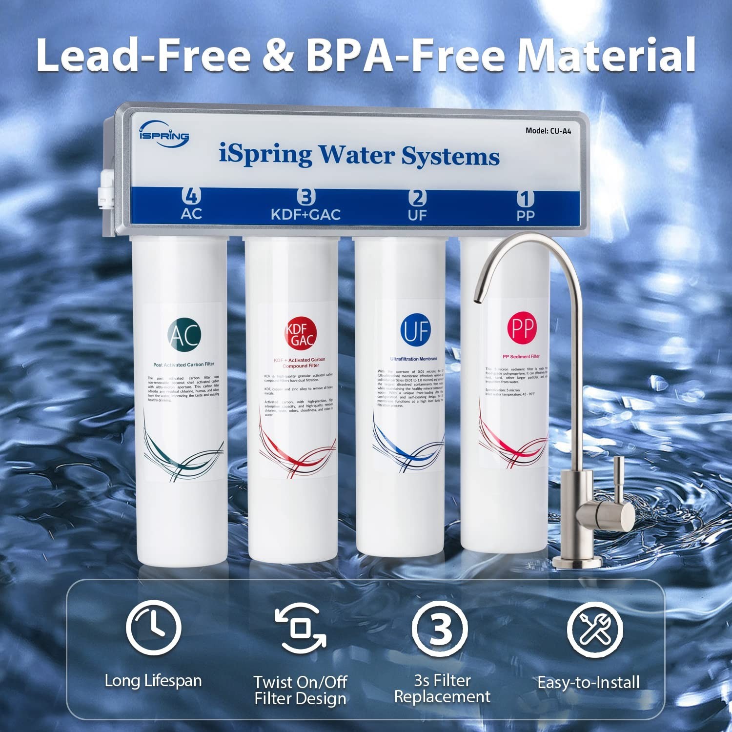 4-Stage Ultrafiltration Under Sink Water Filter System