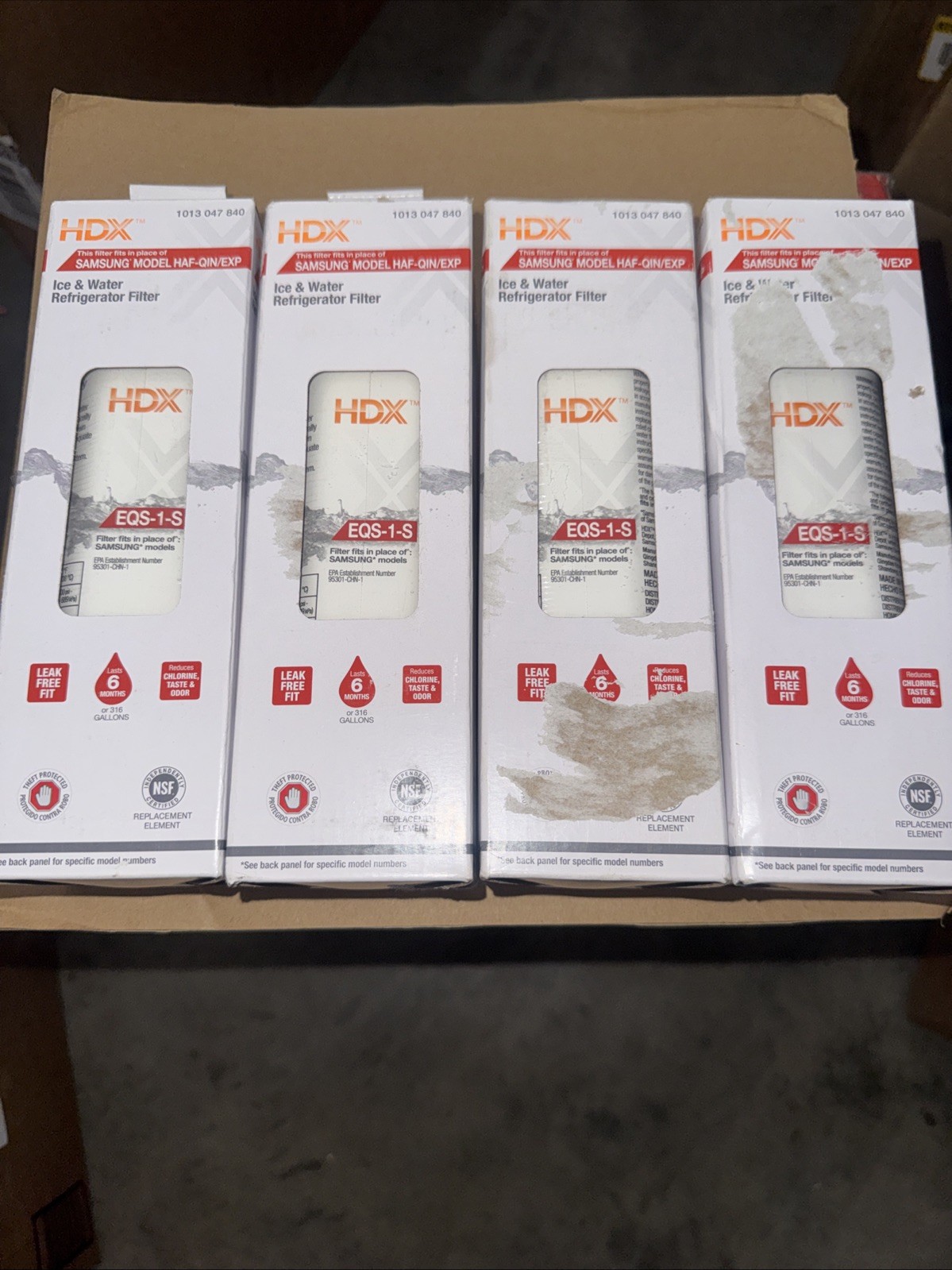 4-Pack HDX EQS-1-S Standard Refrigerator Water Filters For Samsung HAF-QIN – New