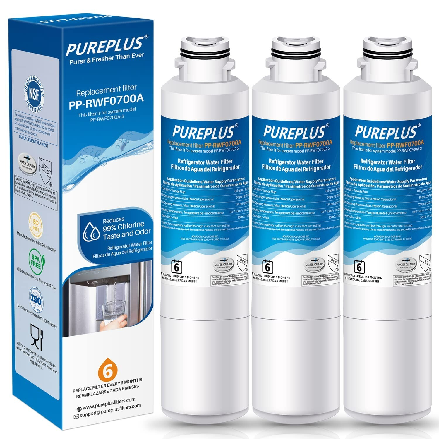 3 PACK PUREPLUS Fits Samsung DA29-00020B HAF-CIN/EXP Compatible Water Filter