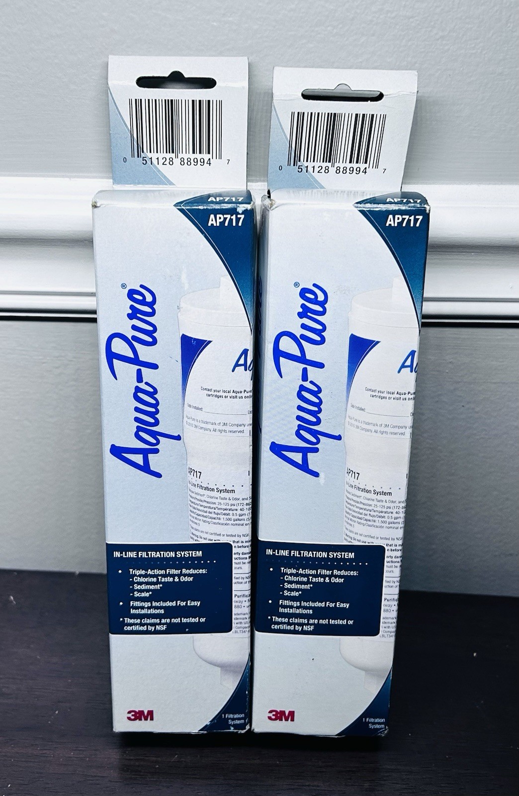 2 X 3M Aqua-Pure AP717 Inline Carbon Water Filter Triple Action NEW w/Fittings