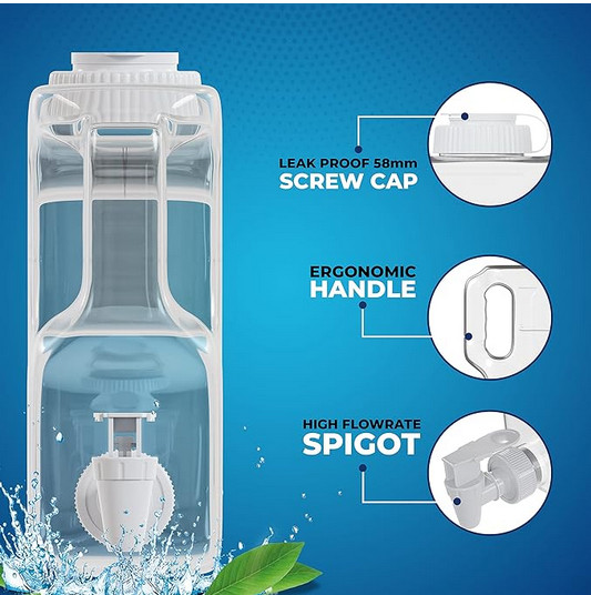 1.1 Gallon Refrigerator Water Dispensers Bottle with Faucet, Spigot & 58mm Screw