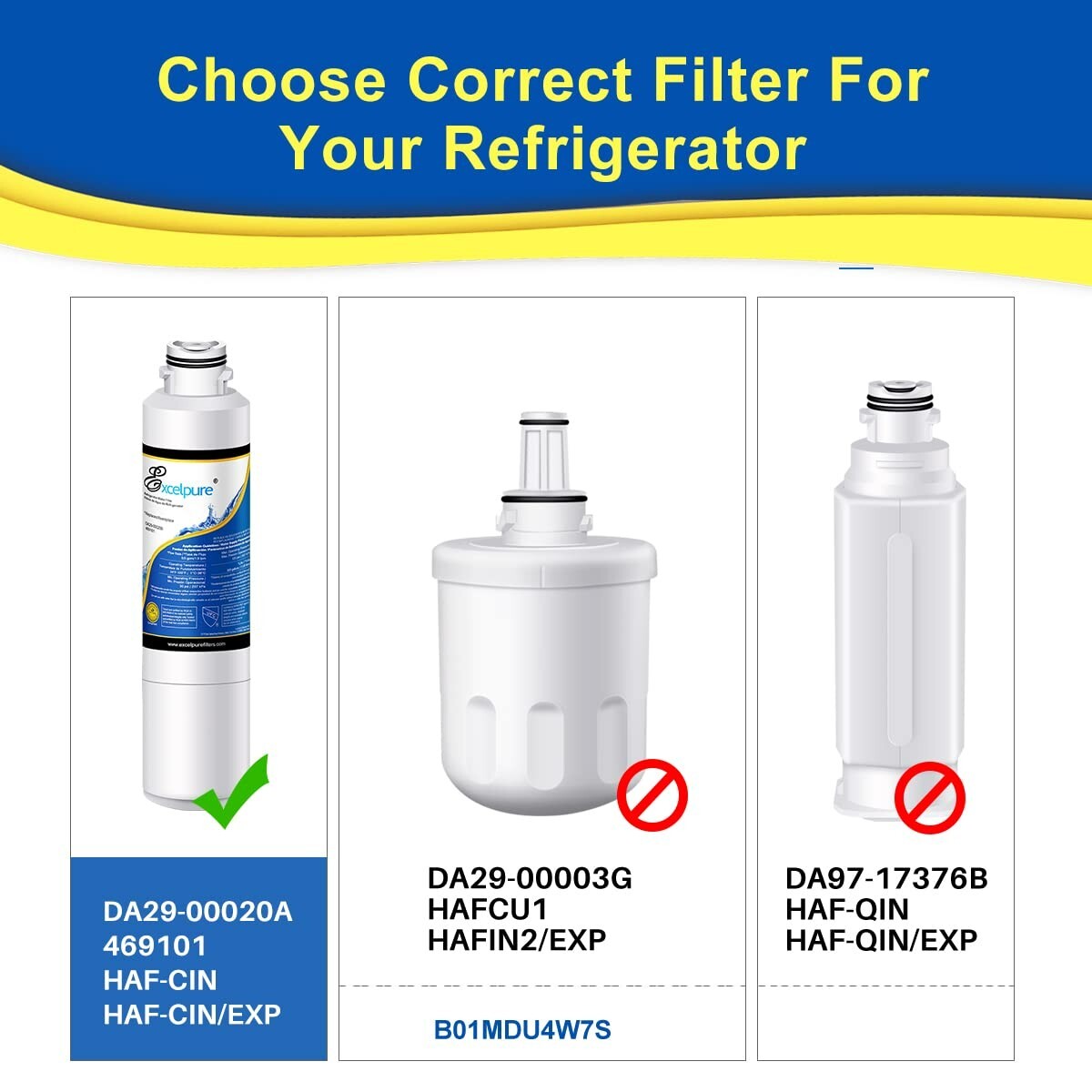 EXCELPURE Fit Samsung DA29-00020B HAF-CIN/EXP Compatible Water Filter 4 PACK