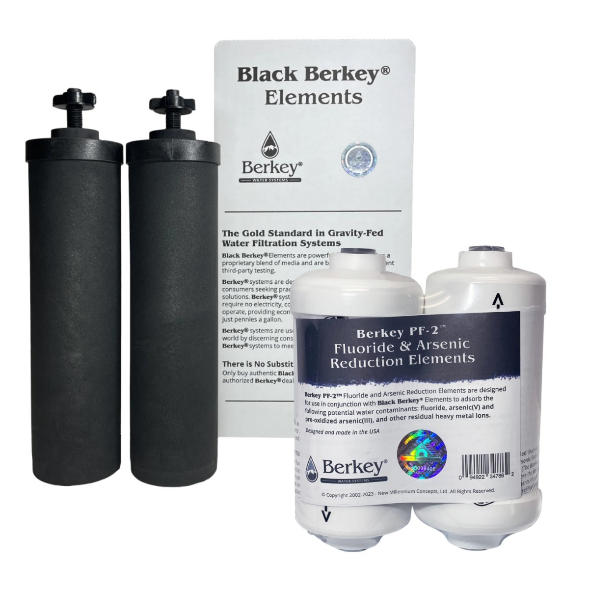 NEW 1-Combo Pack Berkey PF-2 Fluoride Water Filters & Berkey Black Carbon BB9-2