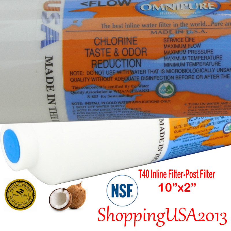 8 Pcs Omnipure T40 Post Coconut Carbon Filter 10X2″ RO REVERSE OSMOSIS Water