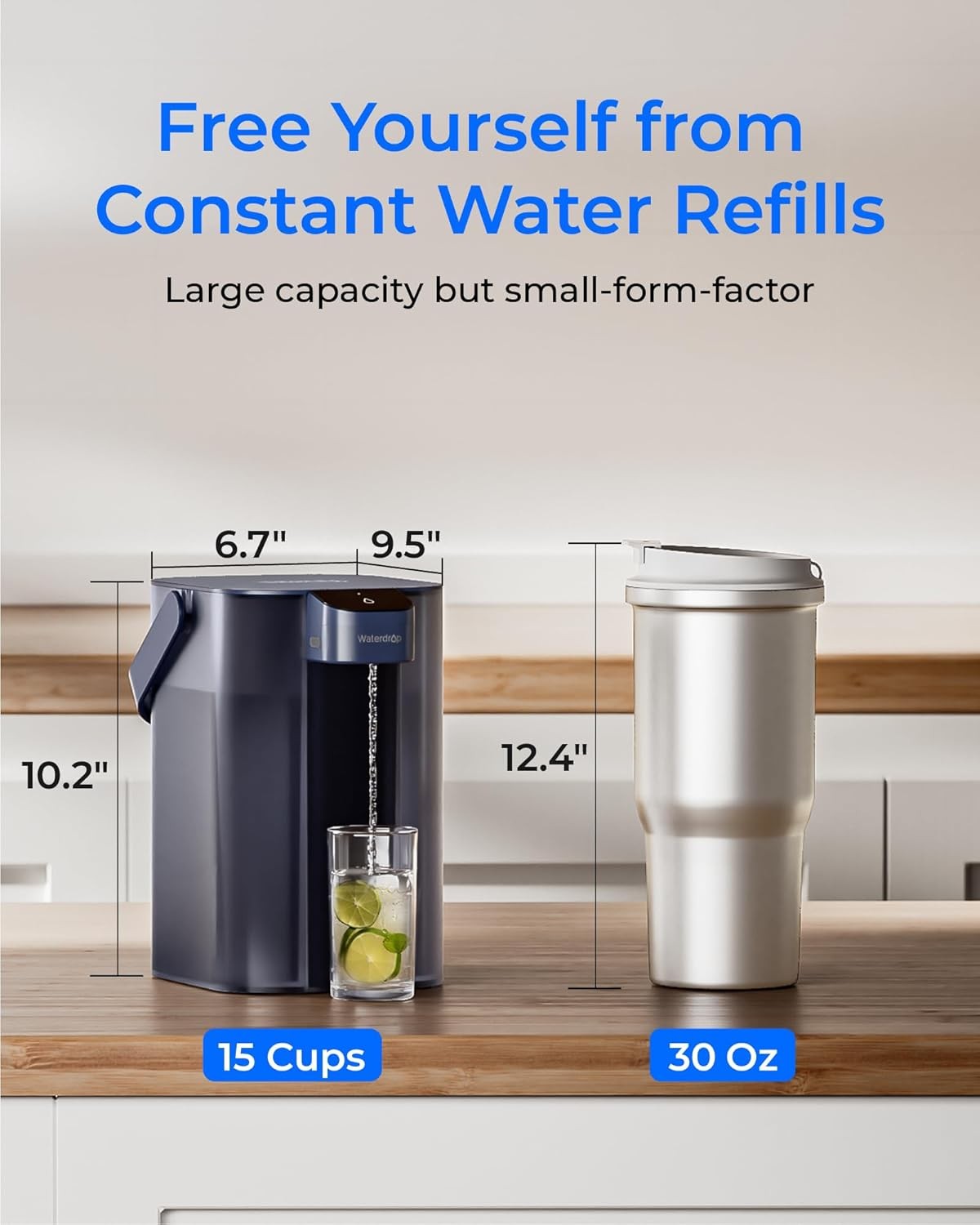 Waterdrop Electric Water Filter Pitcher, Dispenser,200-Gallon,with 2 Filter