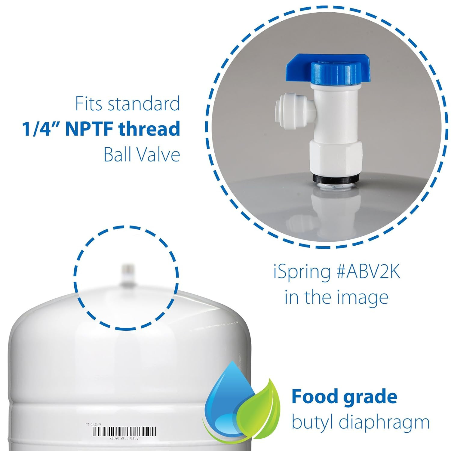 T32M Pressurized Water Storage Tank with Ball Valve for Reverse Osmosis RO Syste