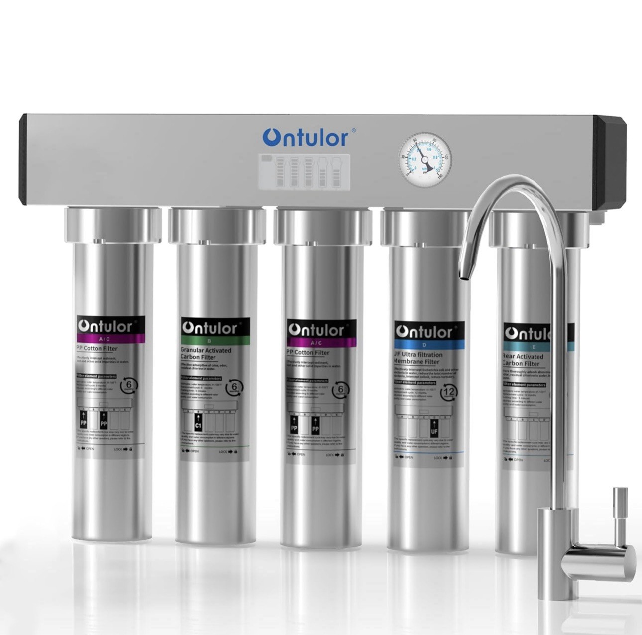 Ontulor S2OP-U1 Ultra Filtration Under Sink Water Filter System 5-Stage