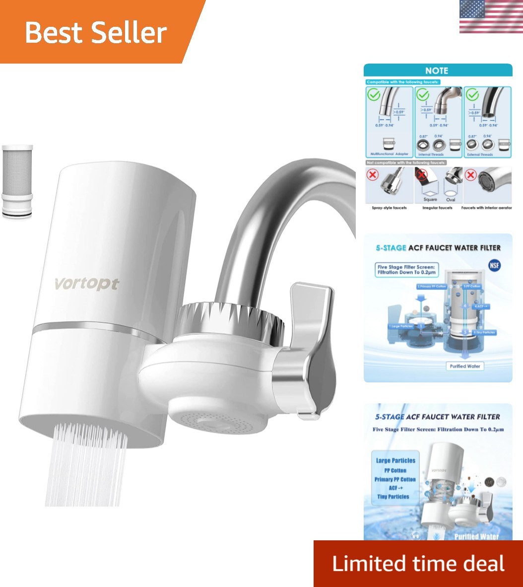Faucet Water Filter for Sink, T1 Rapid Flow – 400 Gallons Faucet Mount Water …