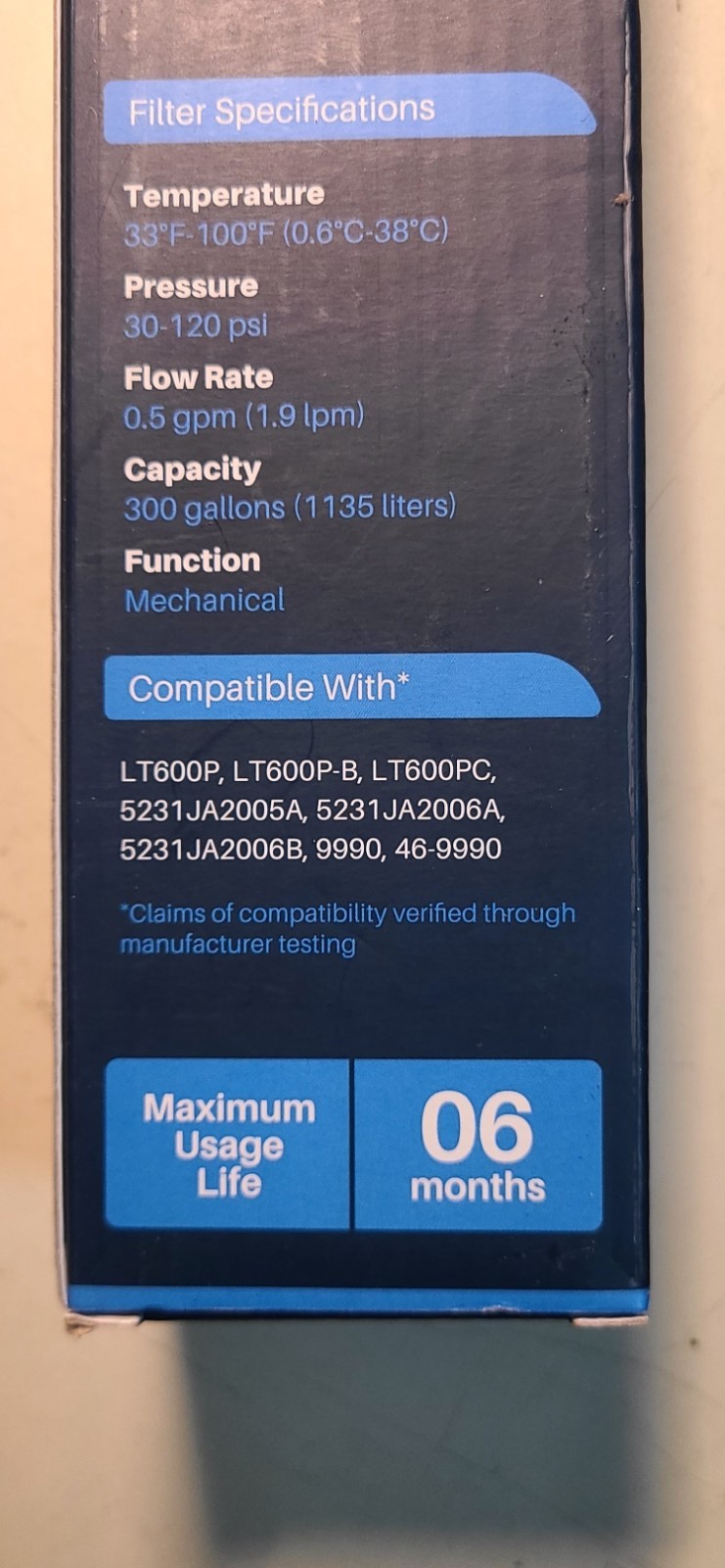 SpiroPure Refrigerator Water Filter SP LE600 – NEW