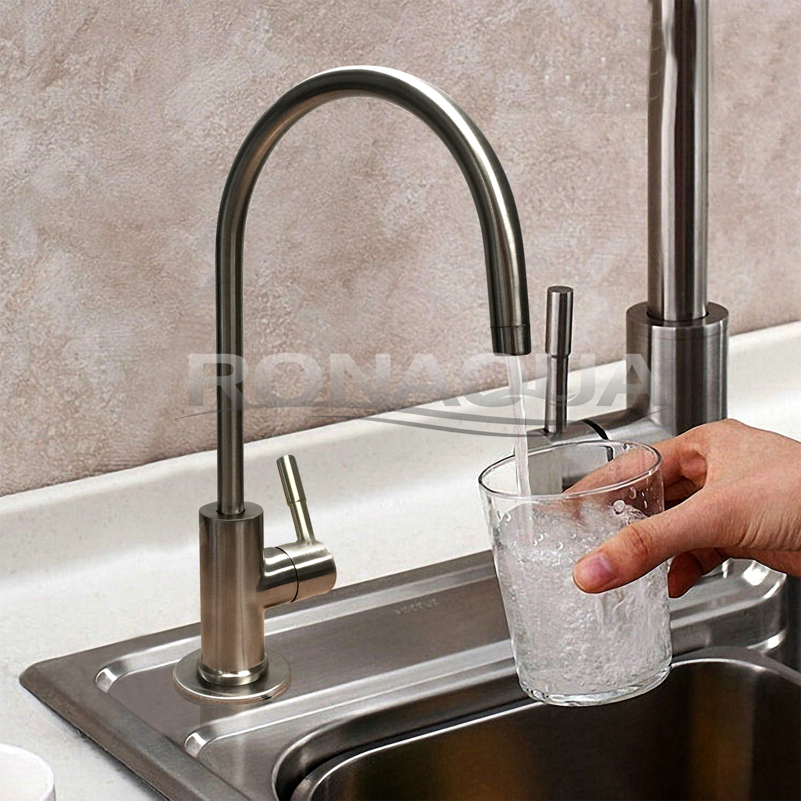 Brushed Nickel Euro Designer RO Water Faucet for Any RO Unit + FREE SHIPPING